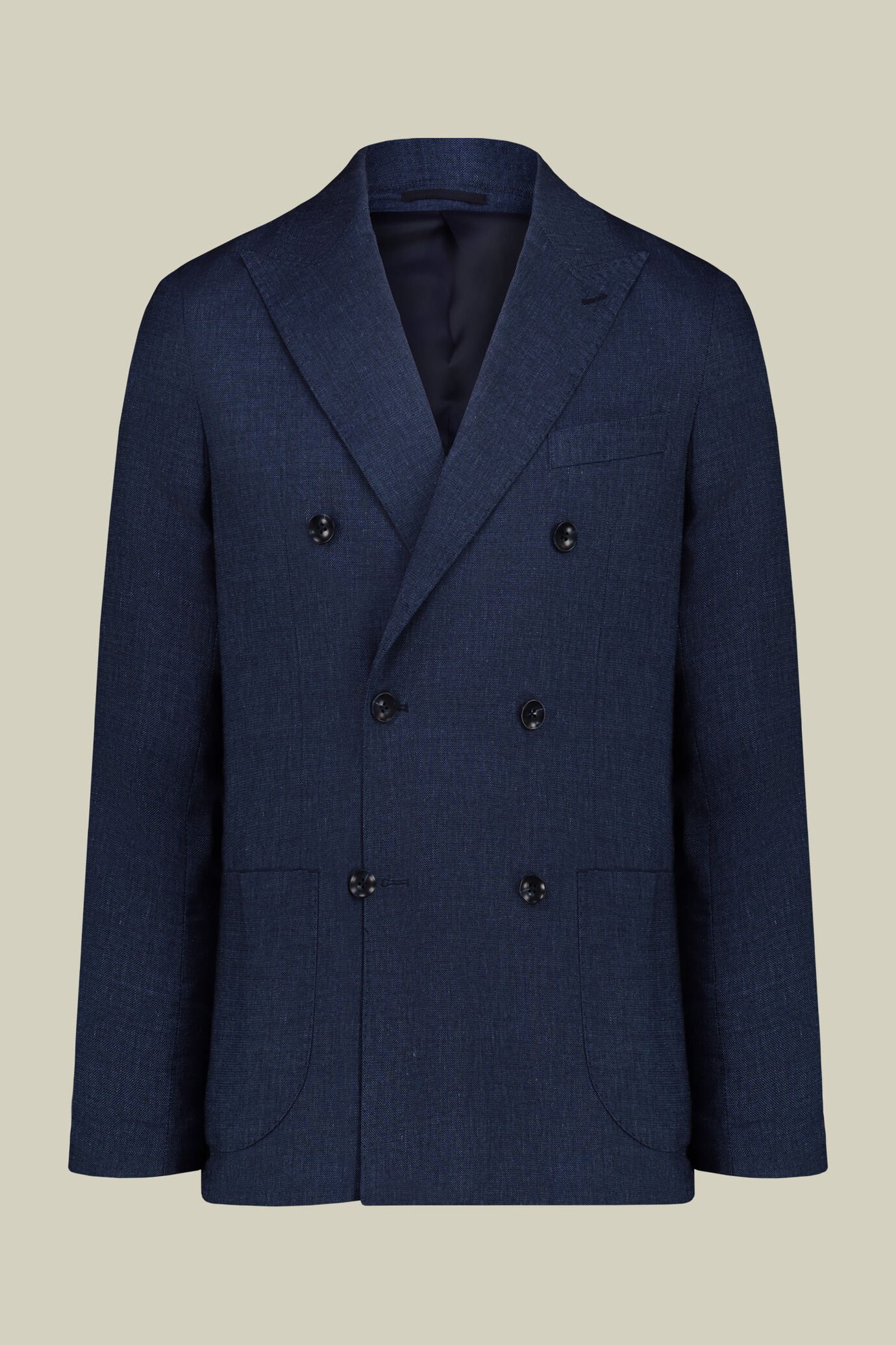 Costume homme crois&eacute; en lin m&eacute;lang&eacute;, coupe regular