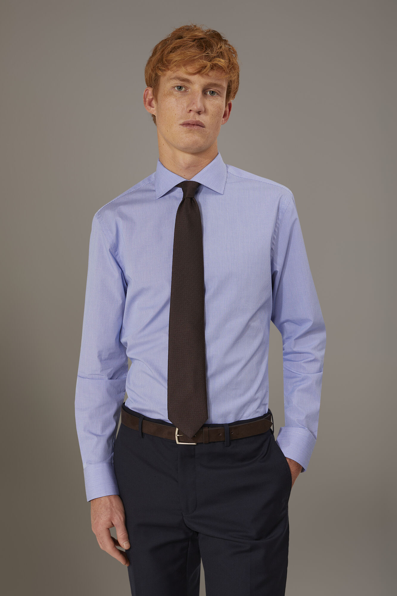 Camicia classica collo francese classic fit tessuto vichy