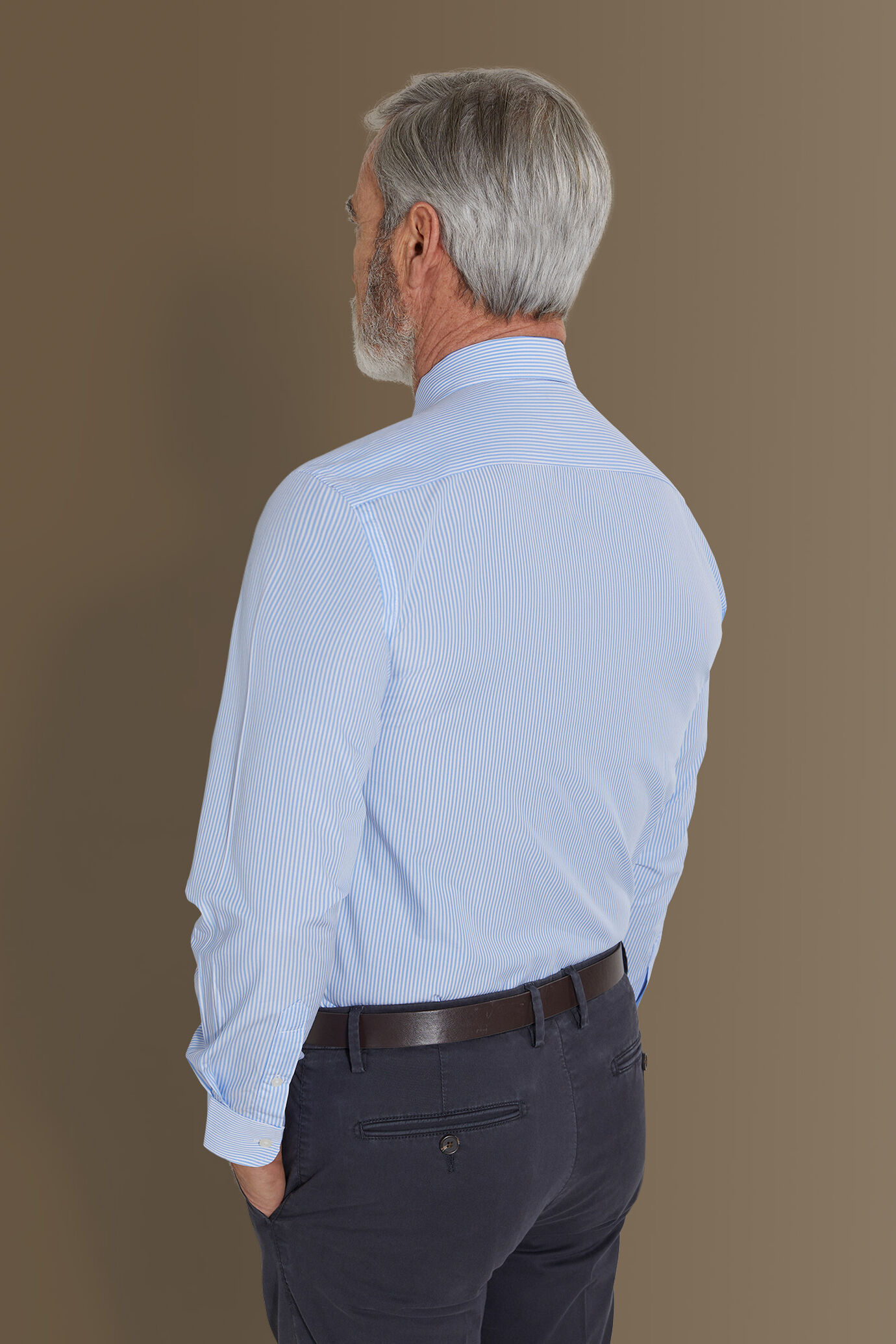 Classic shirt french collar stripes fabric image number 2