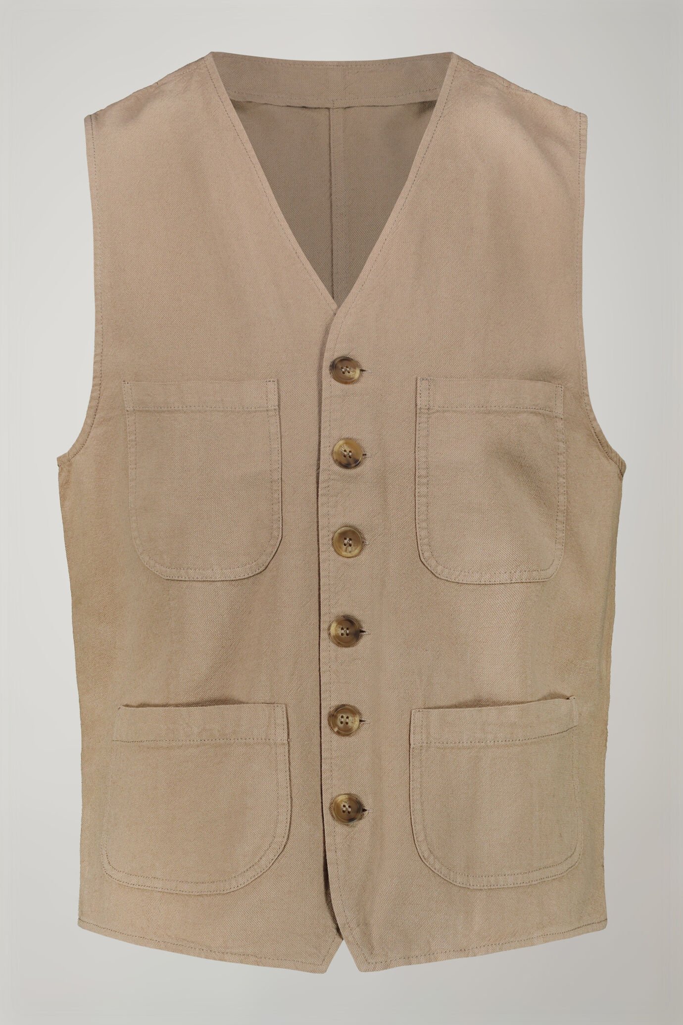 Gilet sportivo uomo in lino e cotone con tasche a toppa regular fit image number 4
