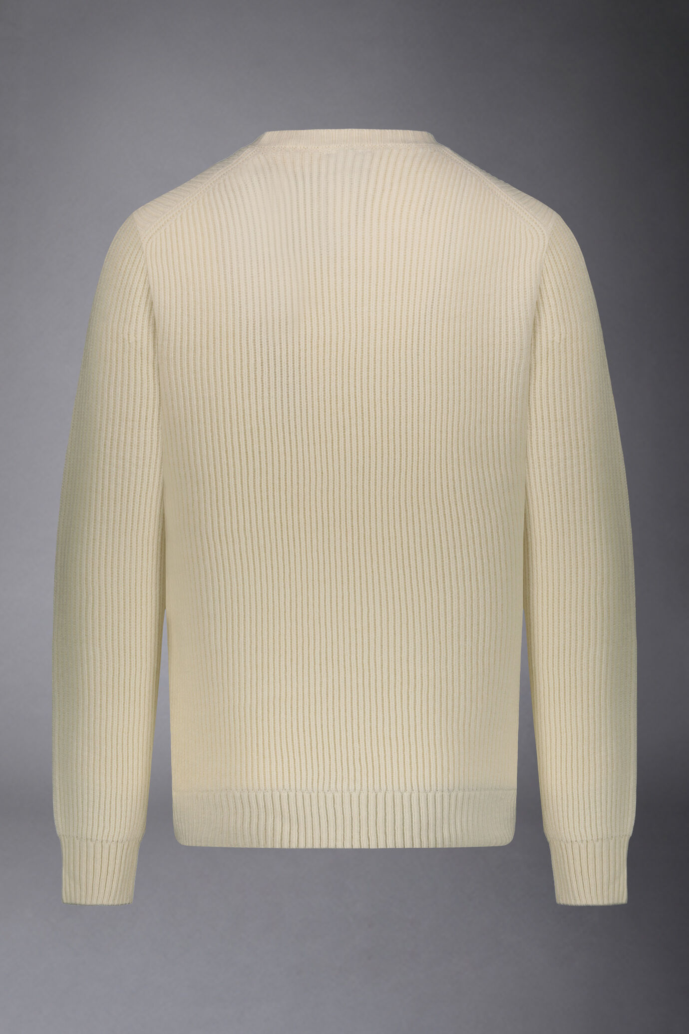 Pull à col rond en laine avec tricot côtelé, coupe régulière image number 5