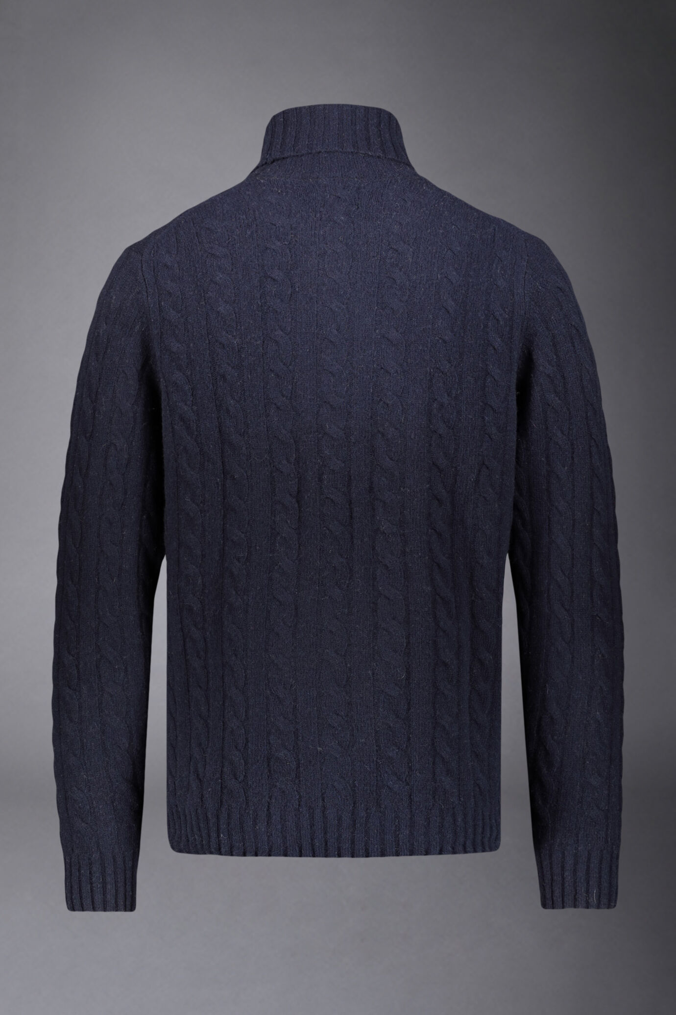 Maglia uomo a trecce collo alto in misto lana lambswool regular fit image number 4