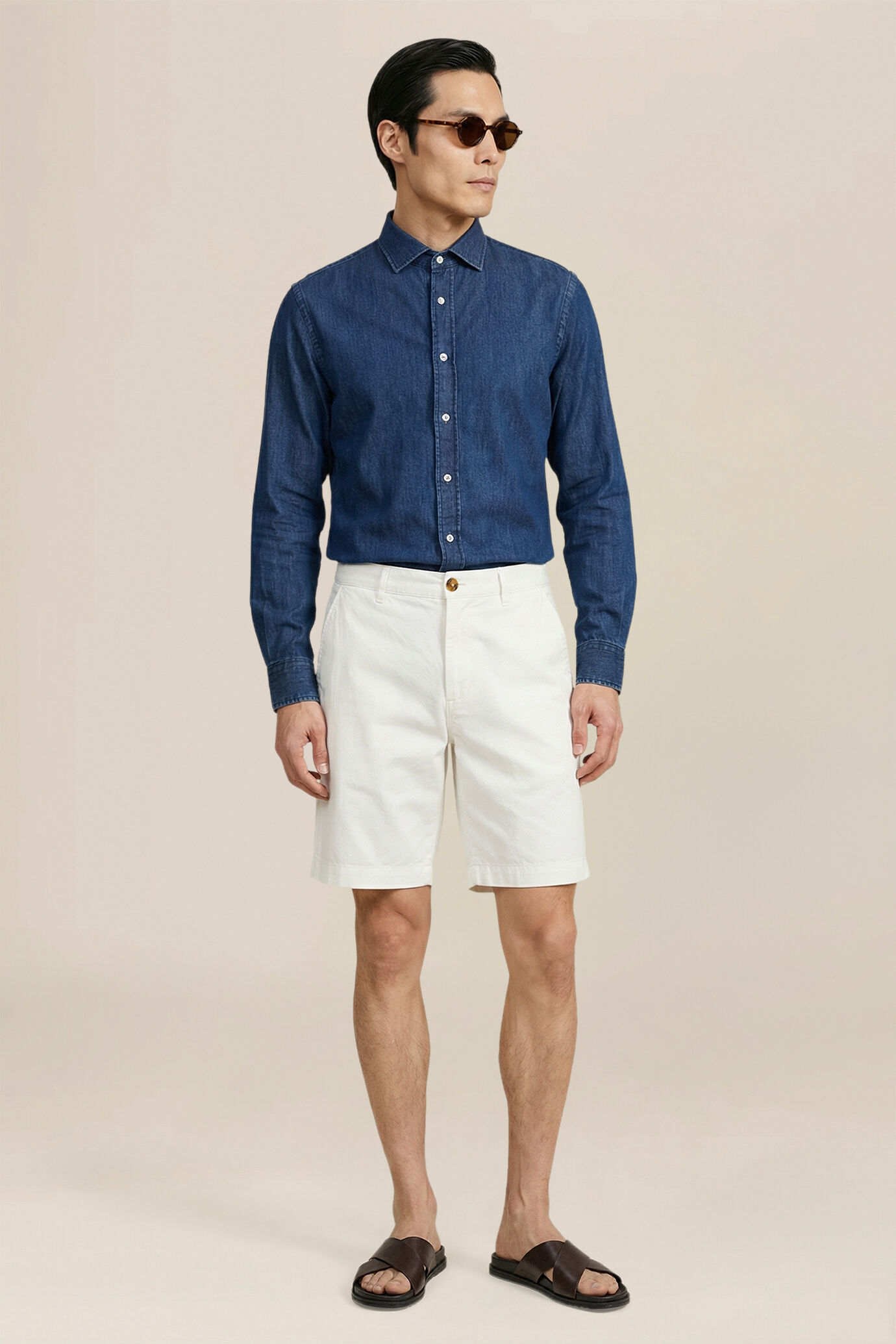 Bermuda uomo classico in cotone twill regular fit image number 0