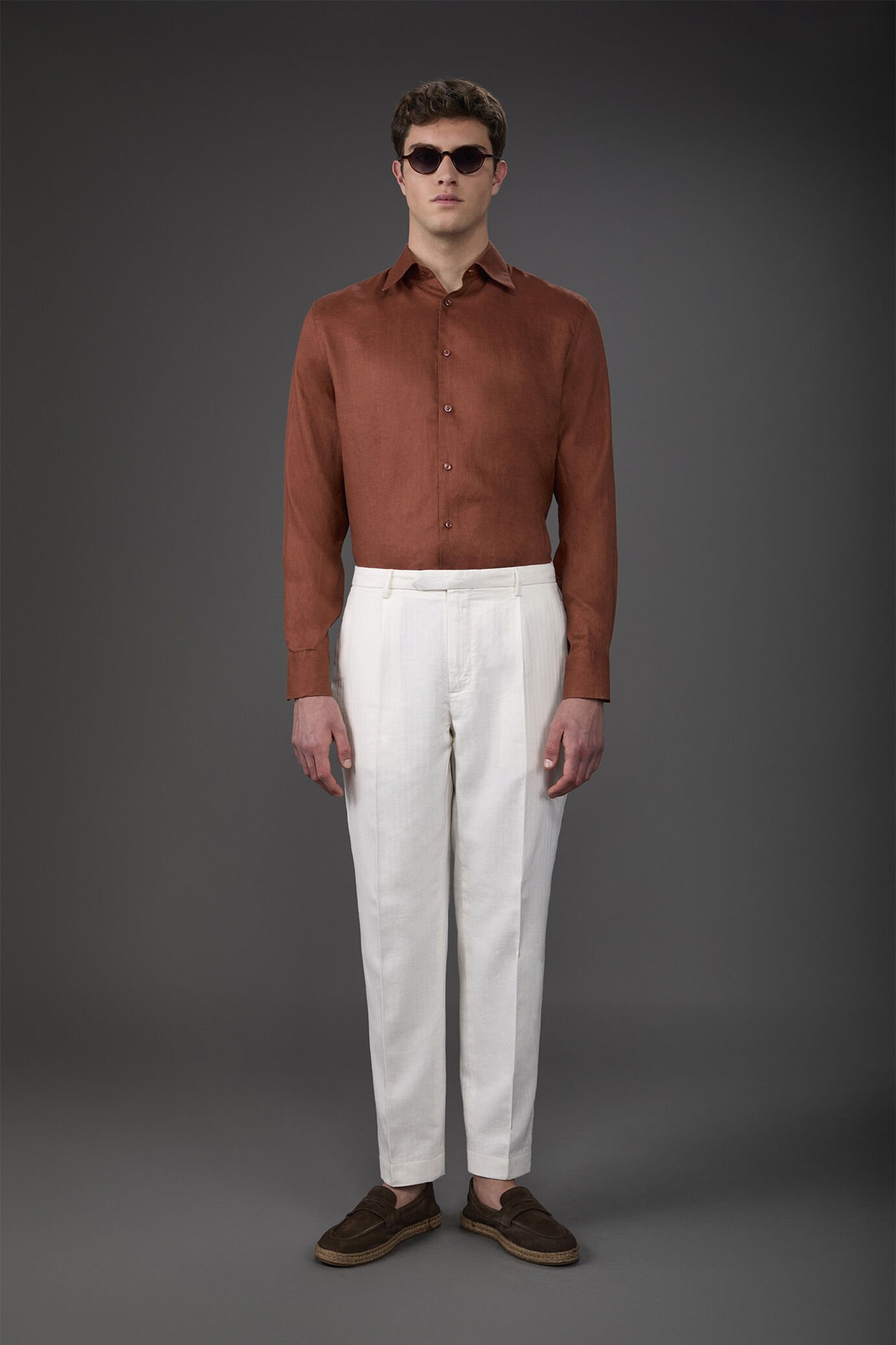 Men's casual shirt with classic collar, 100% linen image number 2