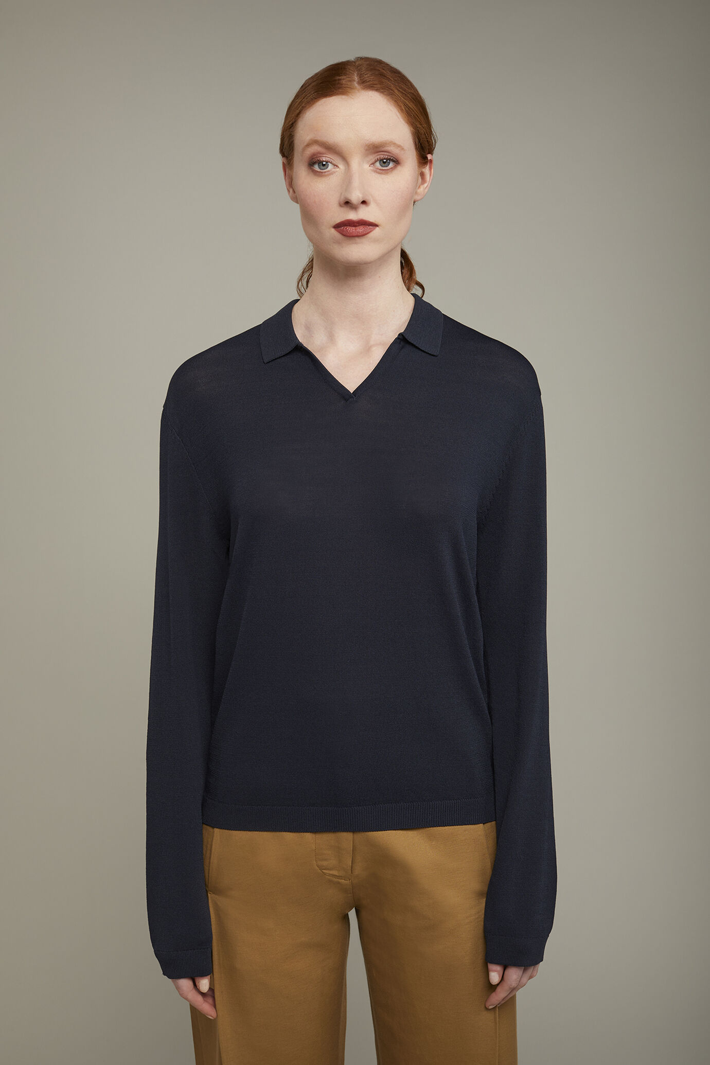 Polo donna in maglia con manica lunga image number 2