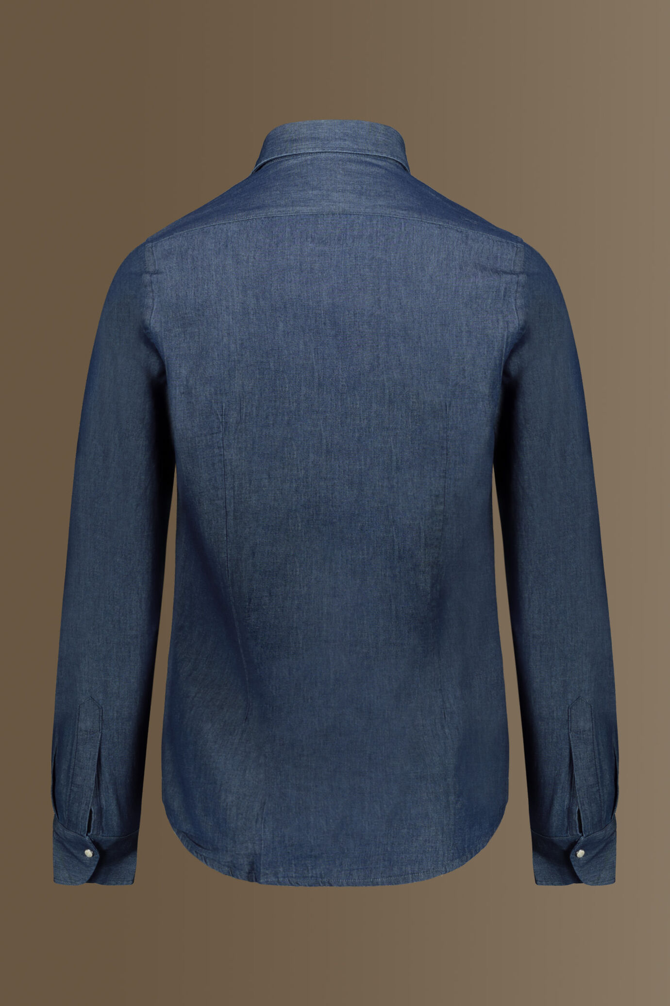 Camicia casual uomo collo francese in cotone dark denim tinta unita image number 3