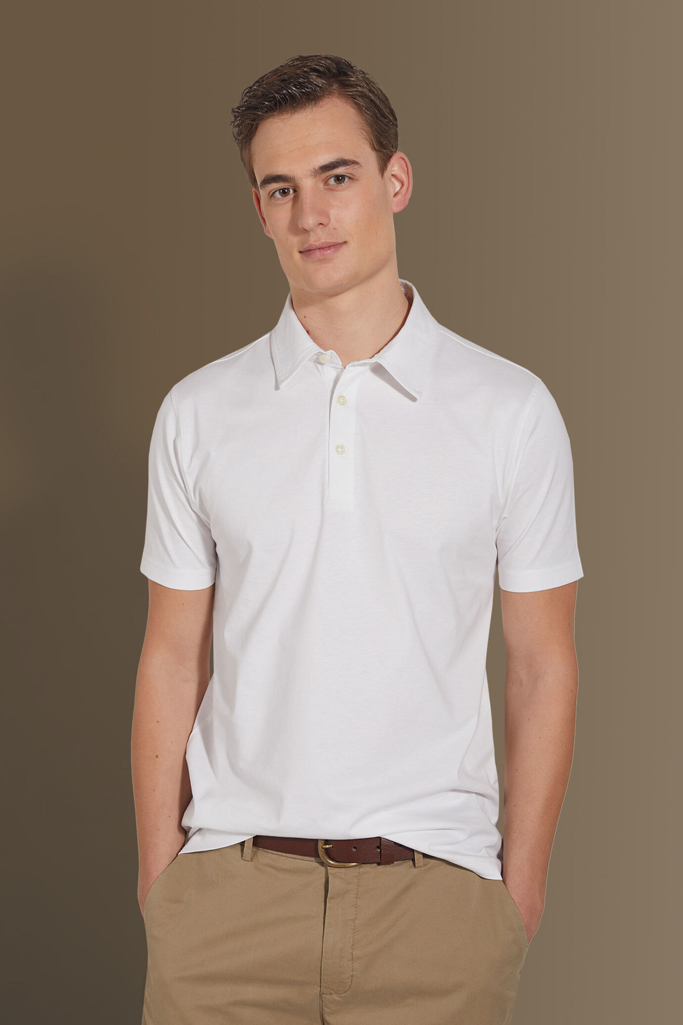 Short sleeves polo pure cotton jersey image number 0