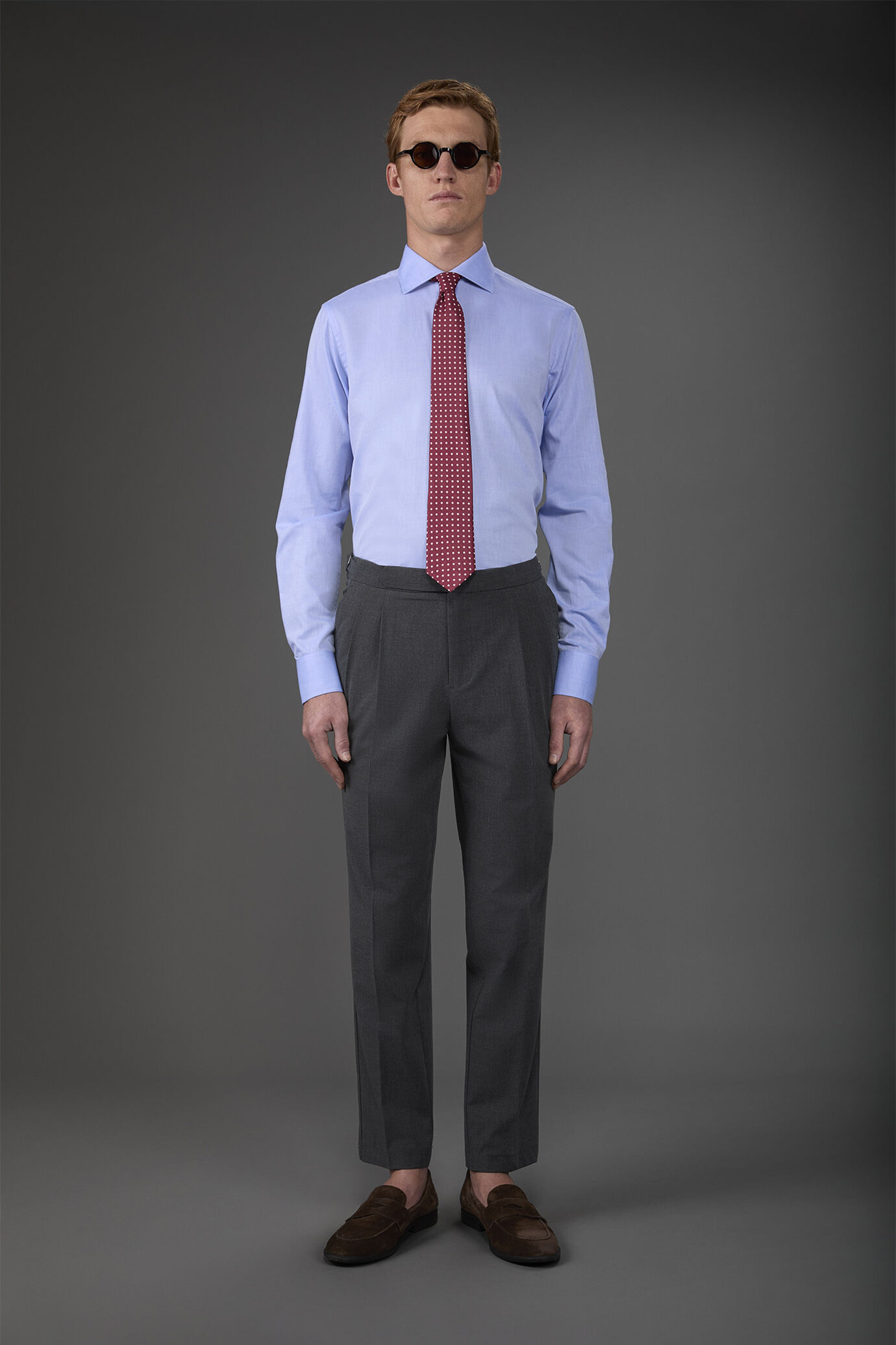 Camicia classica uomo 100% cotone collo francese tinta unita twill image number 2