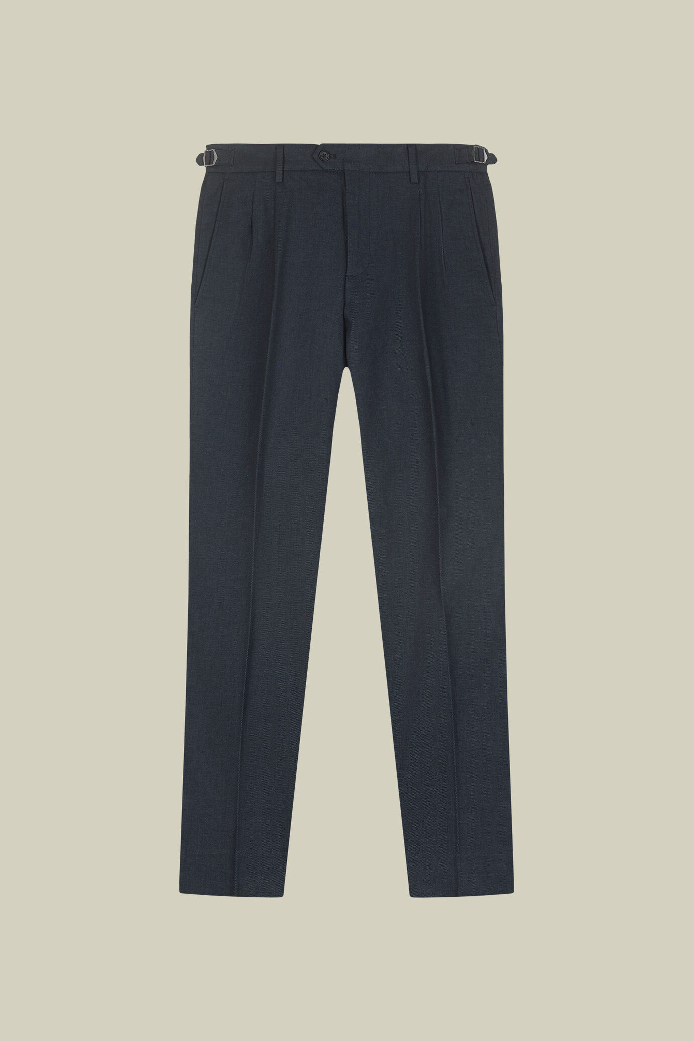 Pantalone classico in tessuto chambray regular fit