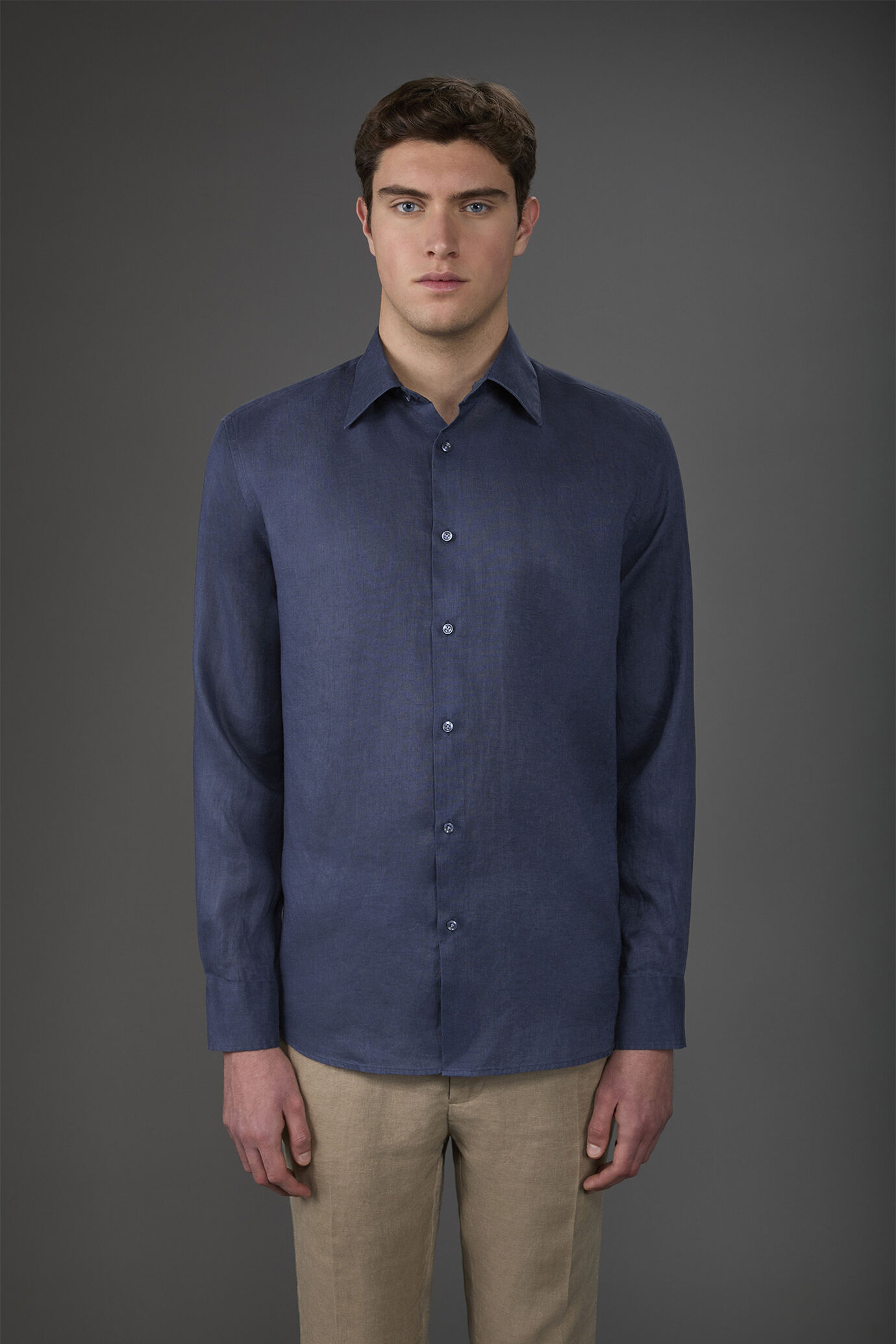 Chemise décontractée homme à col classique, 100% lin