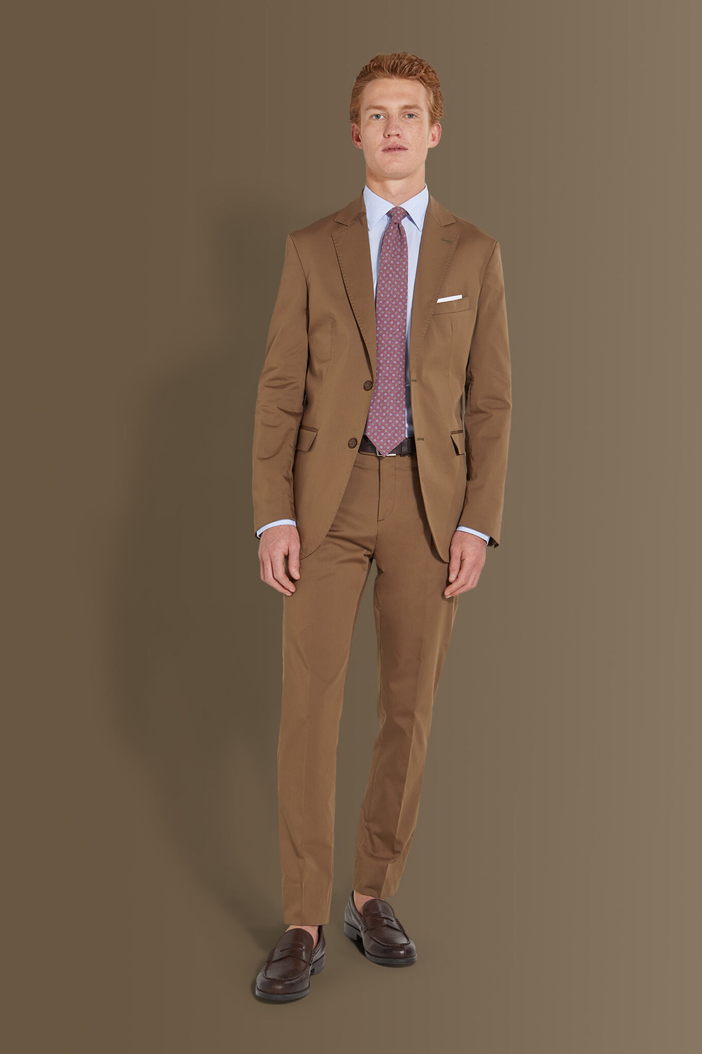 Single breasted suit flat trousers cotton blend fabric solid colour made in italy image number 1