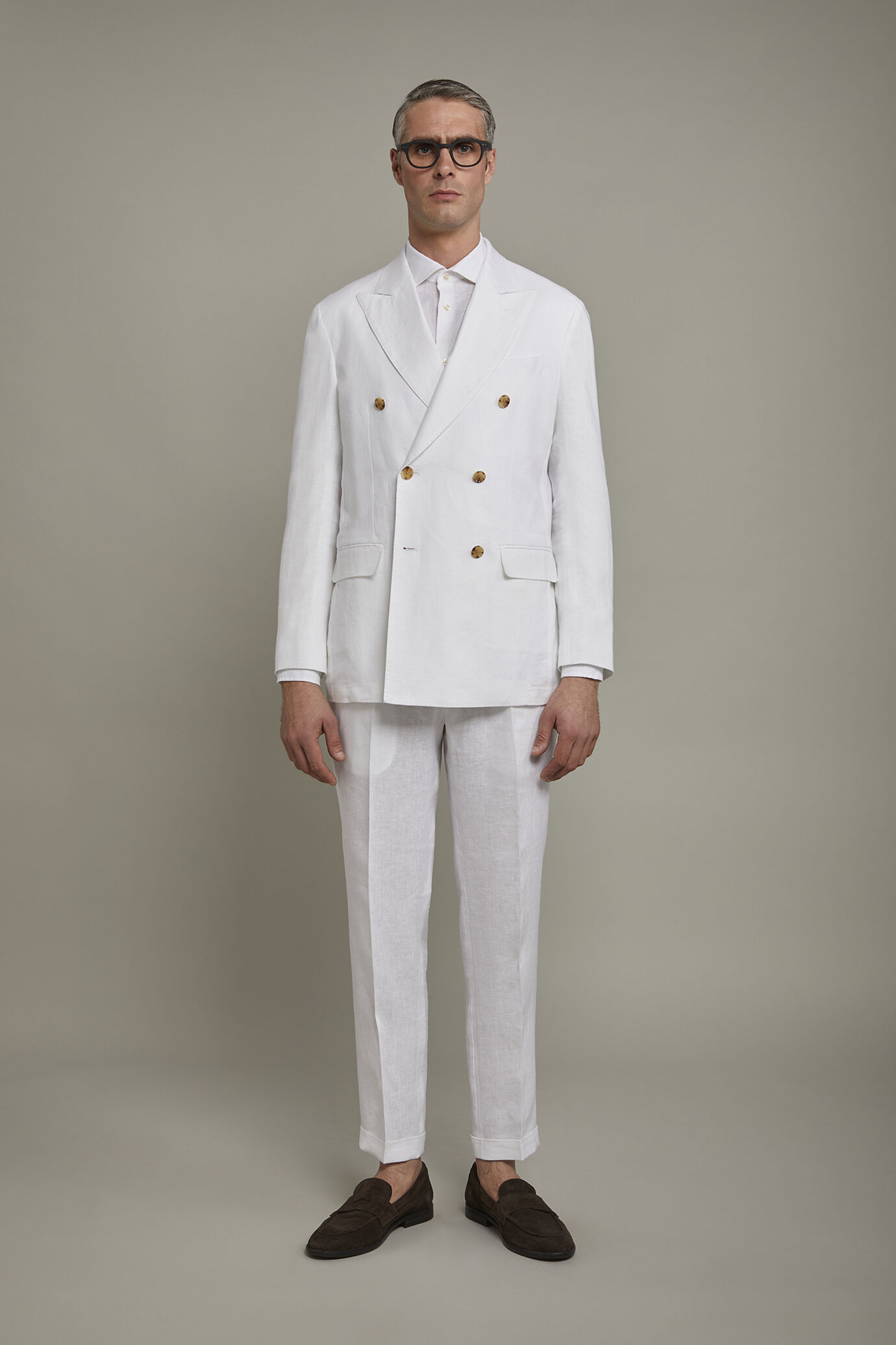 Costume homme à double boutonnage 100 % lin coupe régulière image number 2