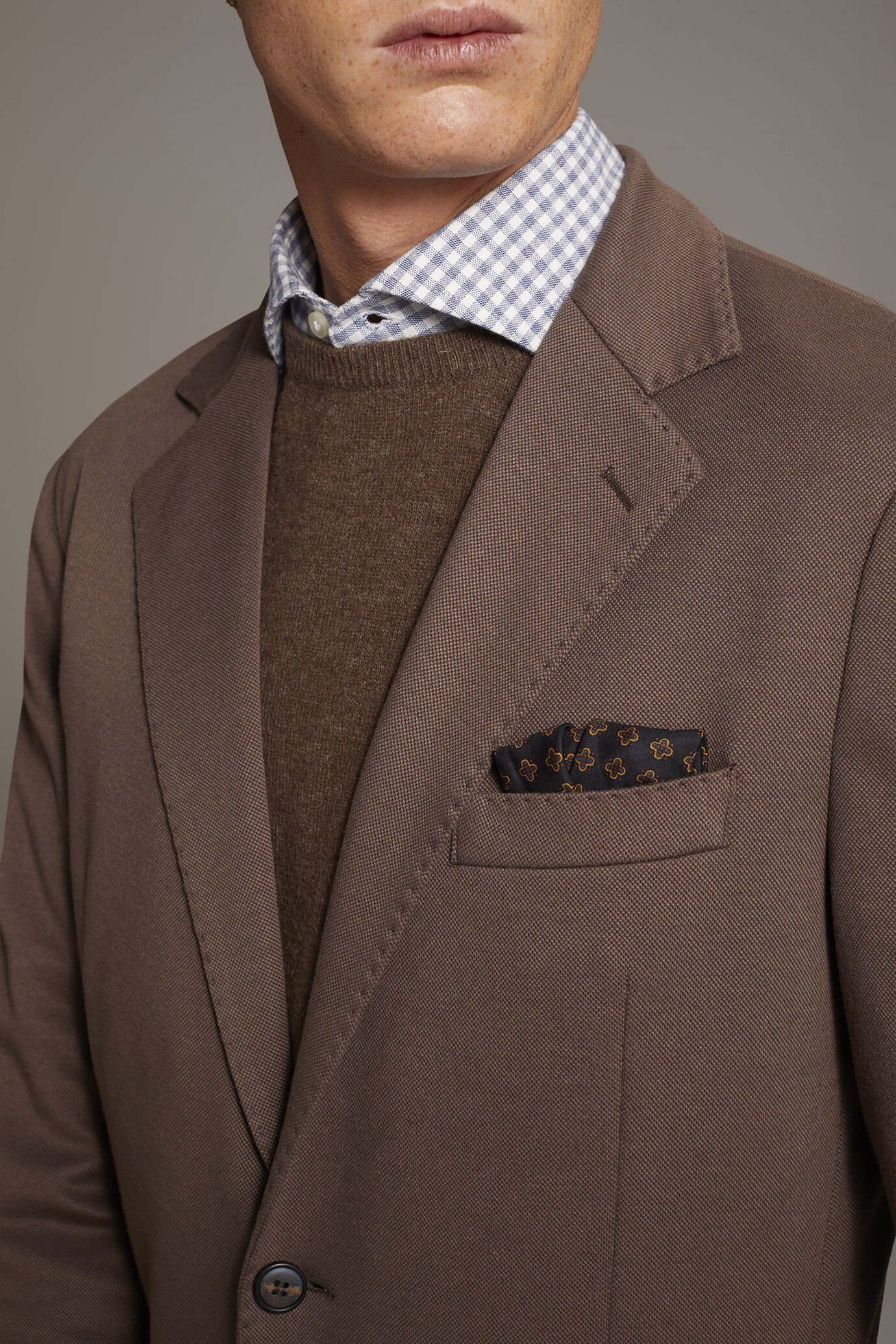 Giacca monopetto tessuto jersey misto cotone image number 3