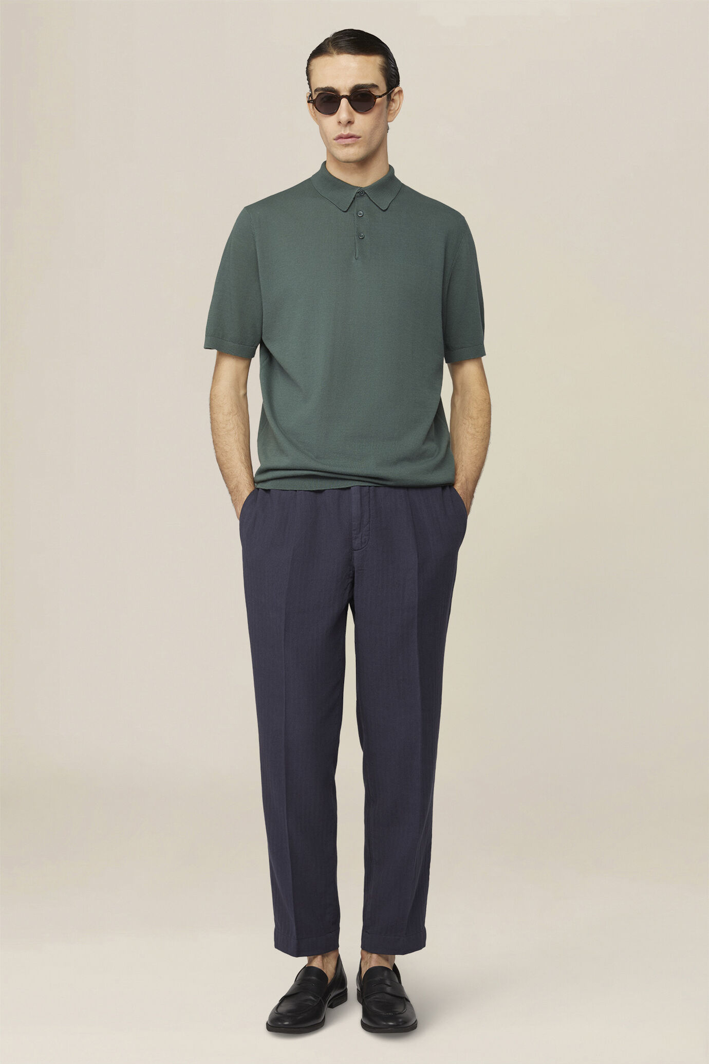 Men's regular fit 100% cotton knitted polo shirt image number 1