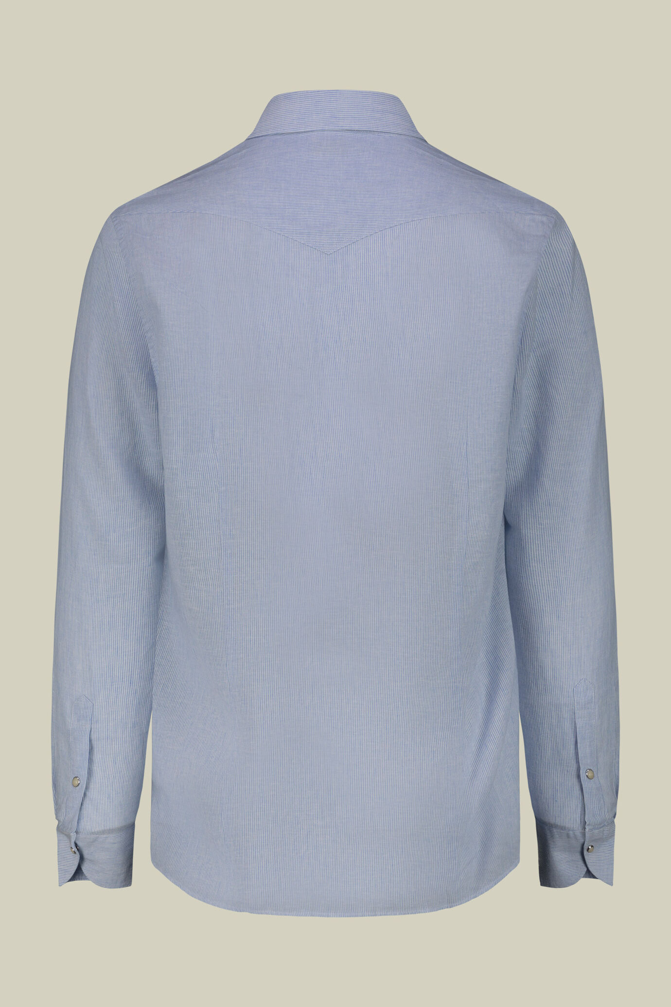 Camicia uomo misto lino cotone righe sottili image number 5