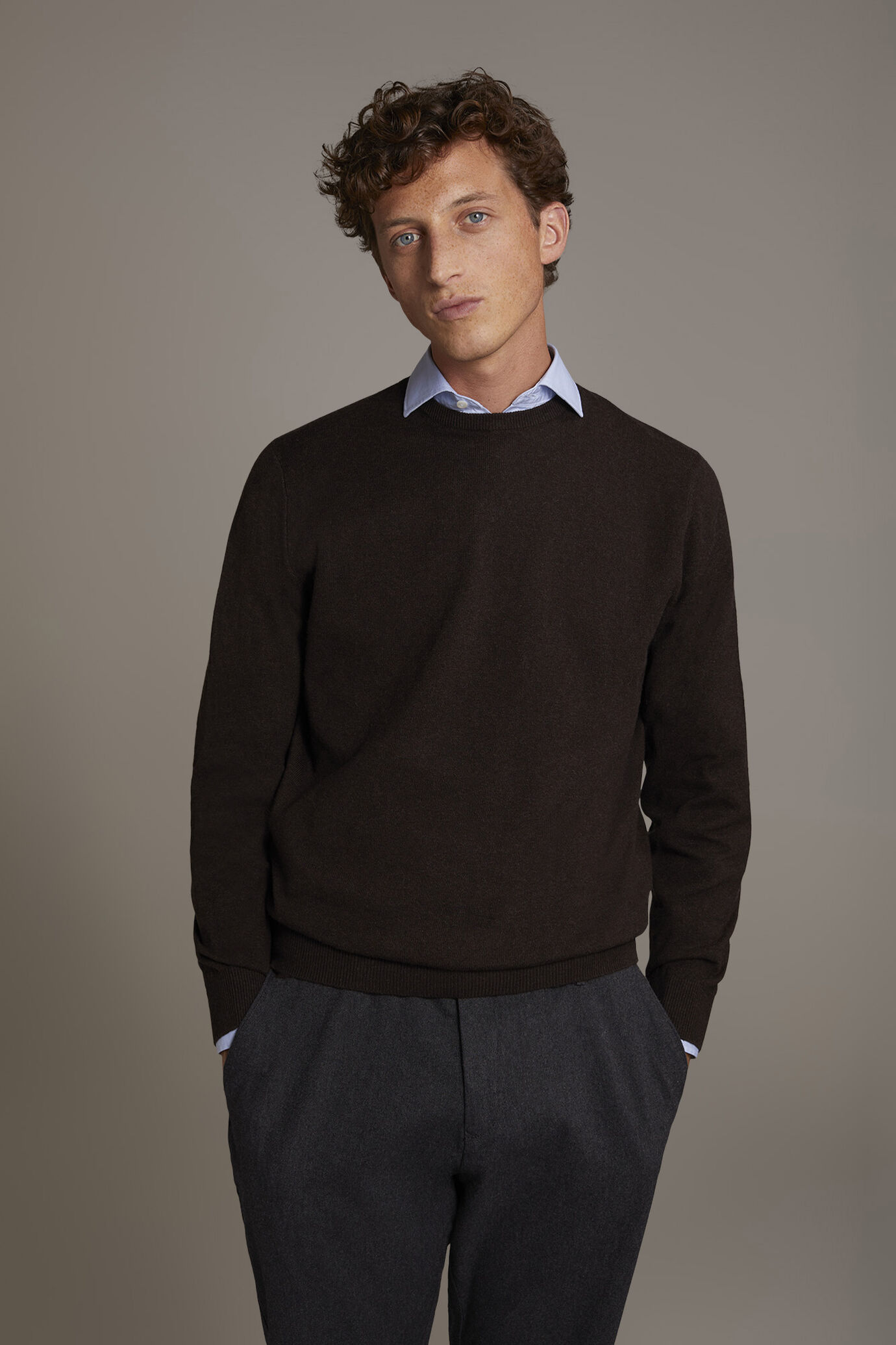 Wool blend round neck sweater image number 1