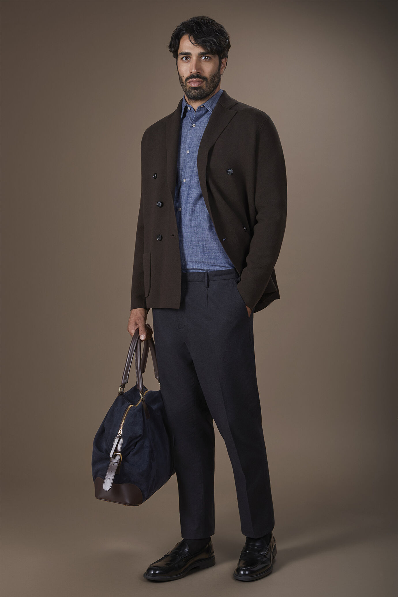 Cardigan uomo doppiopetto punto milano 100% cotone jersey regular fit image number 1