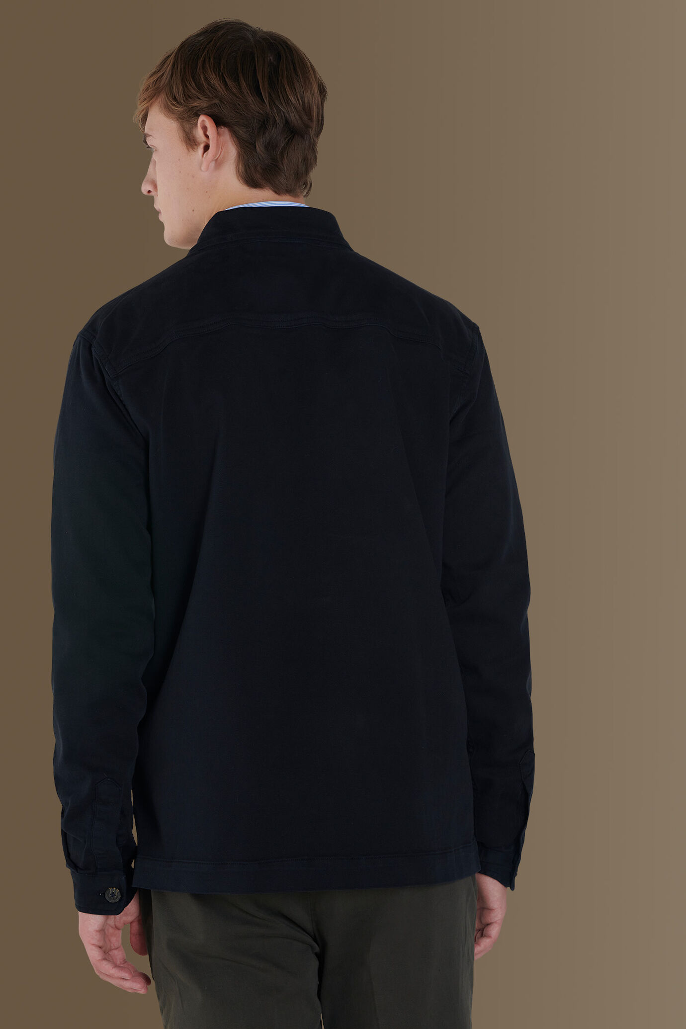 Overshirt uomo tinta unita tessuto costruzione twill image number 4