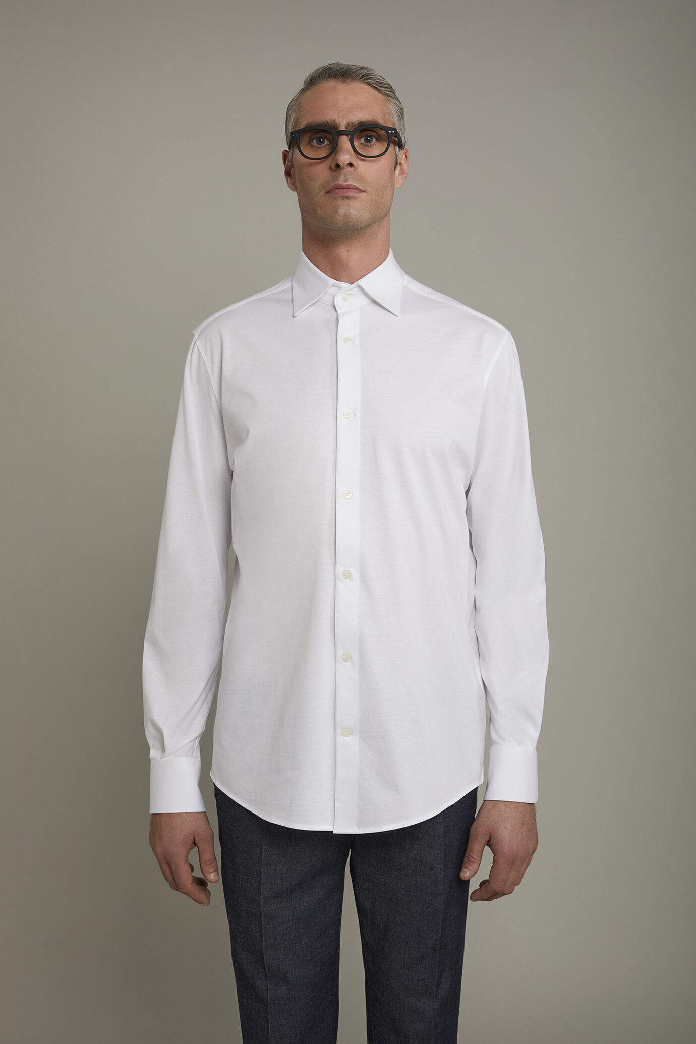 Polo-chemise homme à manches longues et col classique en 100 % coton piqué coupe régulière
