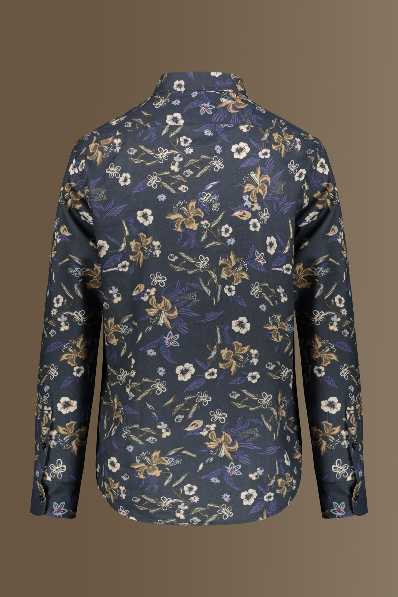Camicia casual uomo collo francese misto lino con stampa floreale image number 5