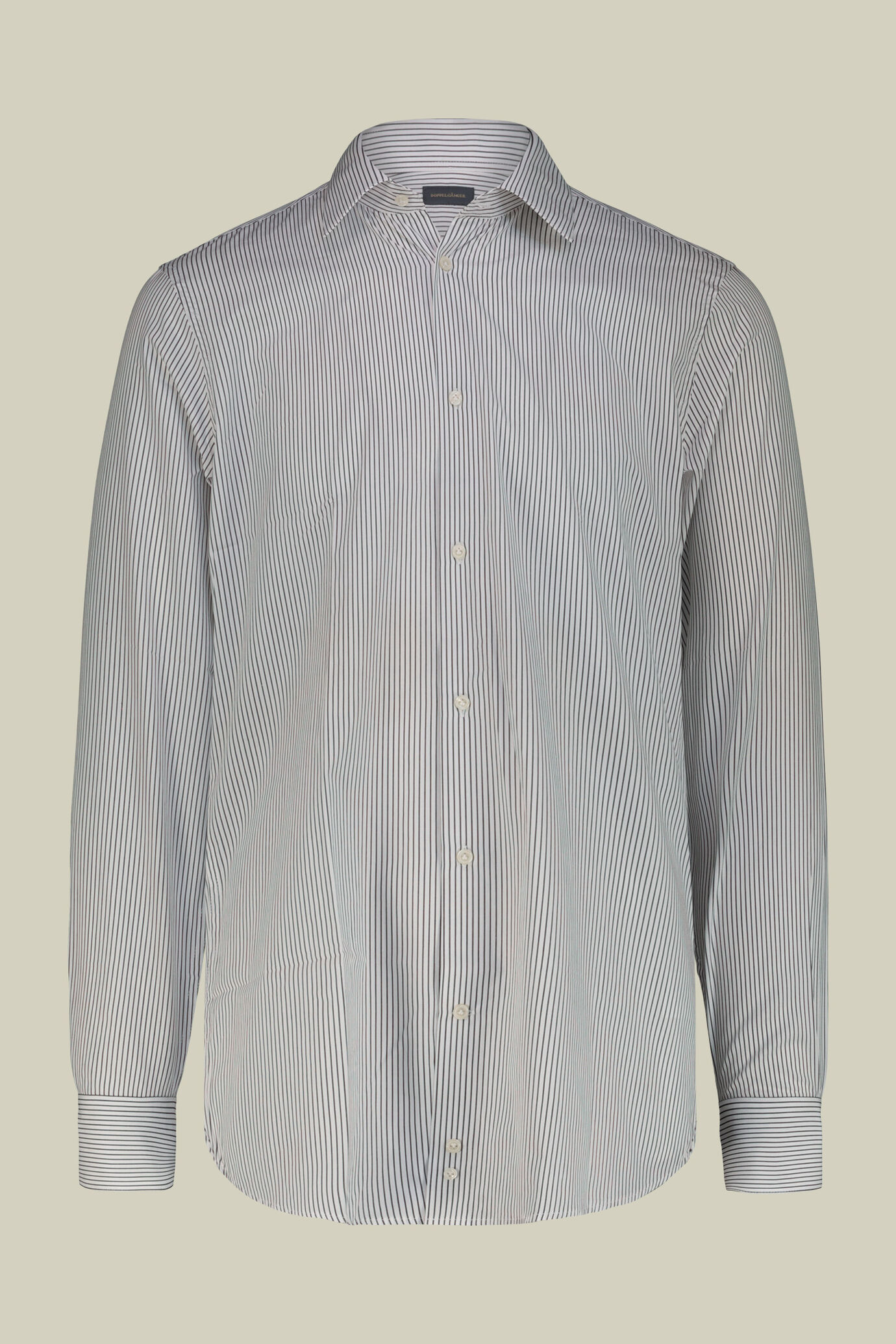 Camicia uomo collo francese adatta ai gemelli in 100% cotone con riga larga image number 4