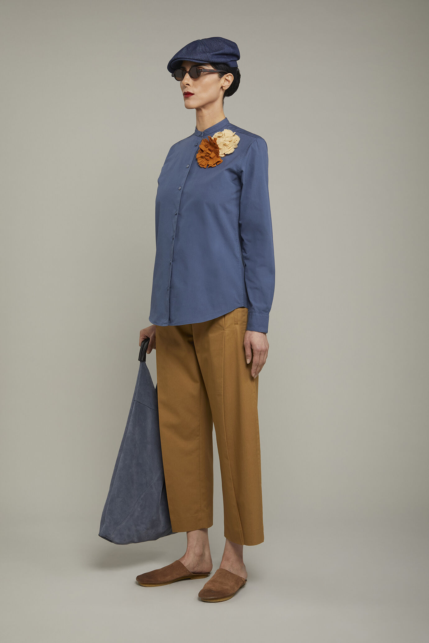 Chemise femme à col mao en 100 % coton image number 1