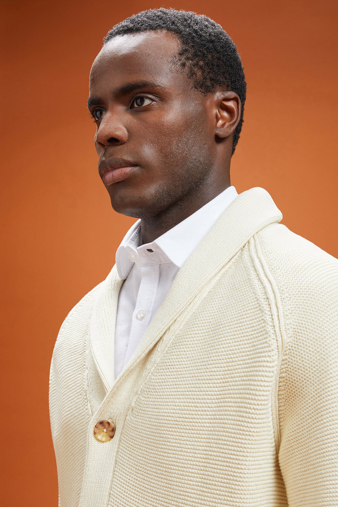 Cardigan uomo con collo sciallato 100% cotone regular fit image number 3