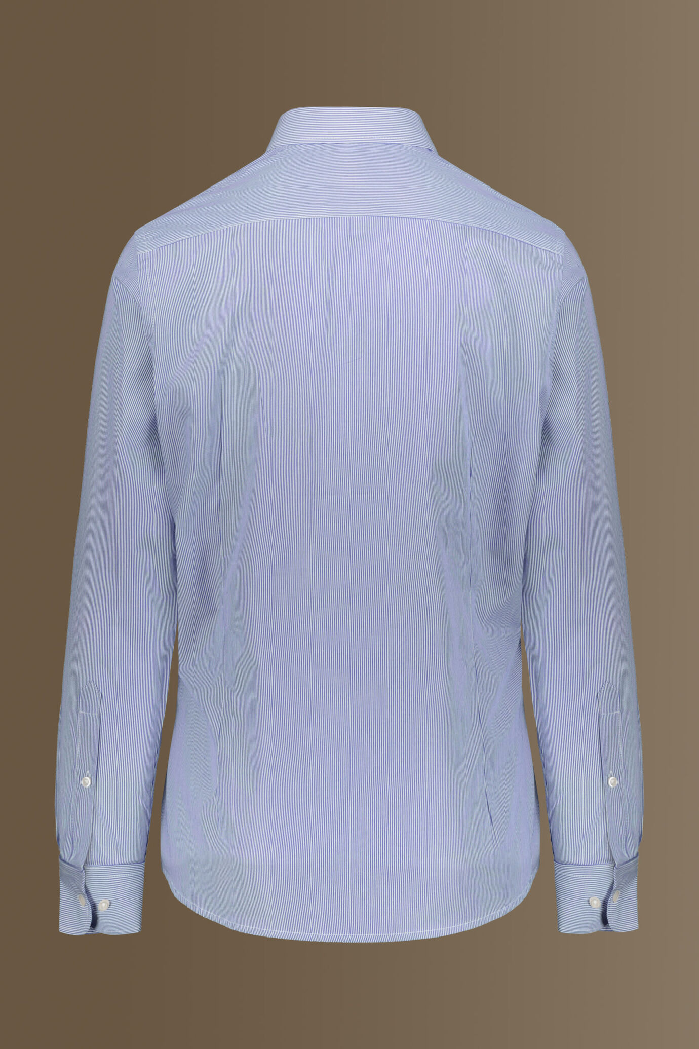 Camicia classica collo francese tinto filo a righe strette uomo image number 4