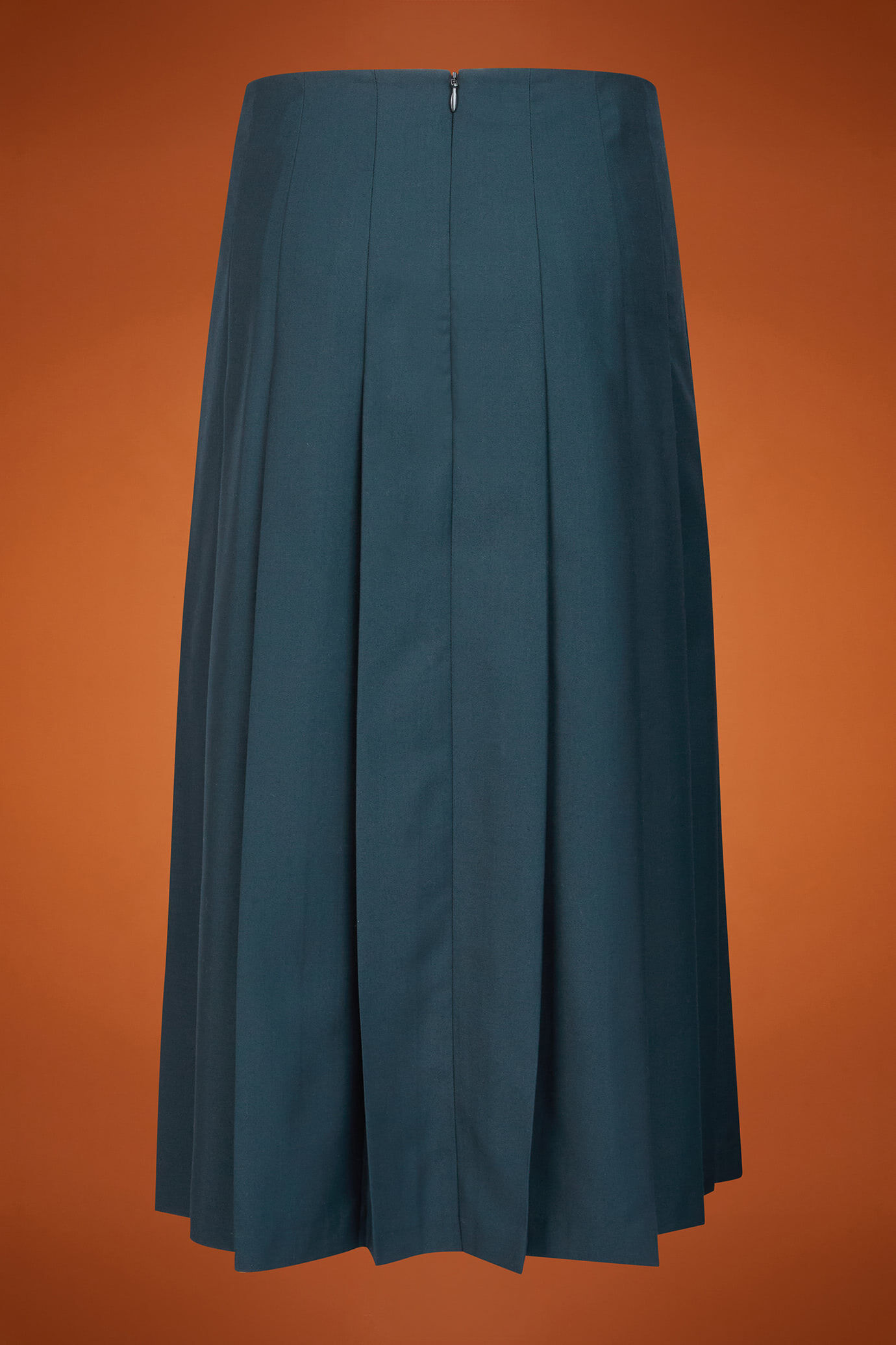 Gonna donna longuette a pieghe con zip tinta unita regular fit image number 6