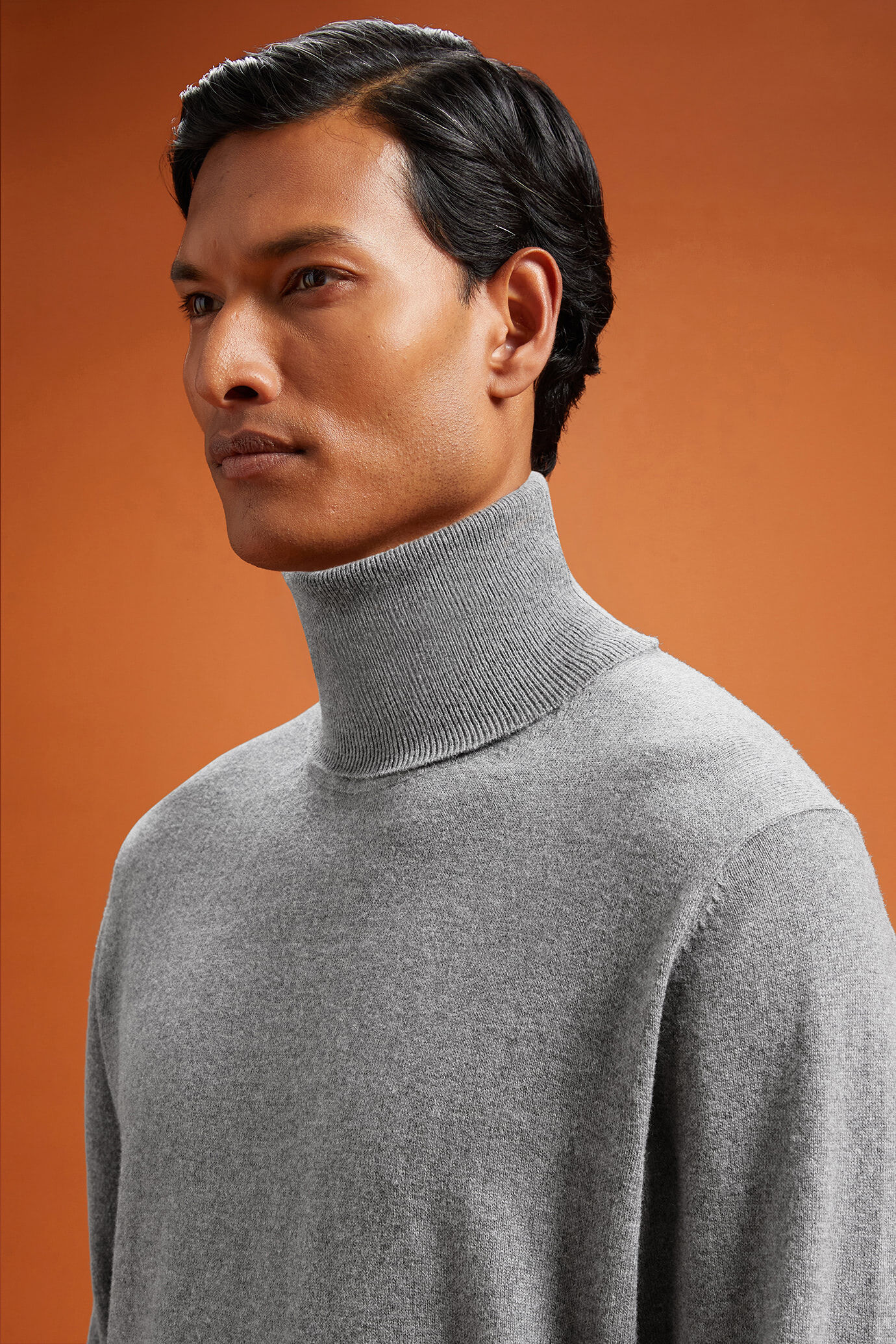 Men's regular fit turtleneck jumper in wool and cotton image number 3