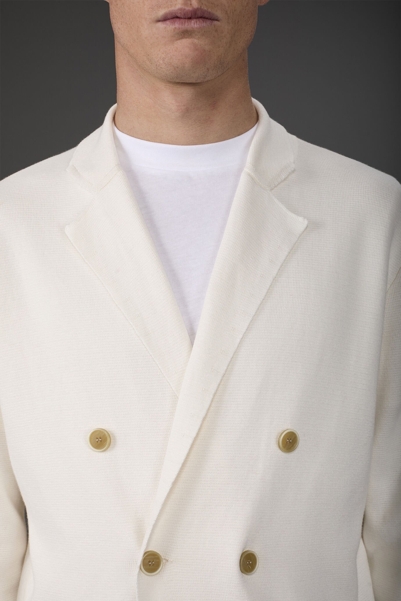 Cardigan uomo doppiopetto con tasche a toppa, punto milano 100% cotone image number 2