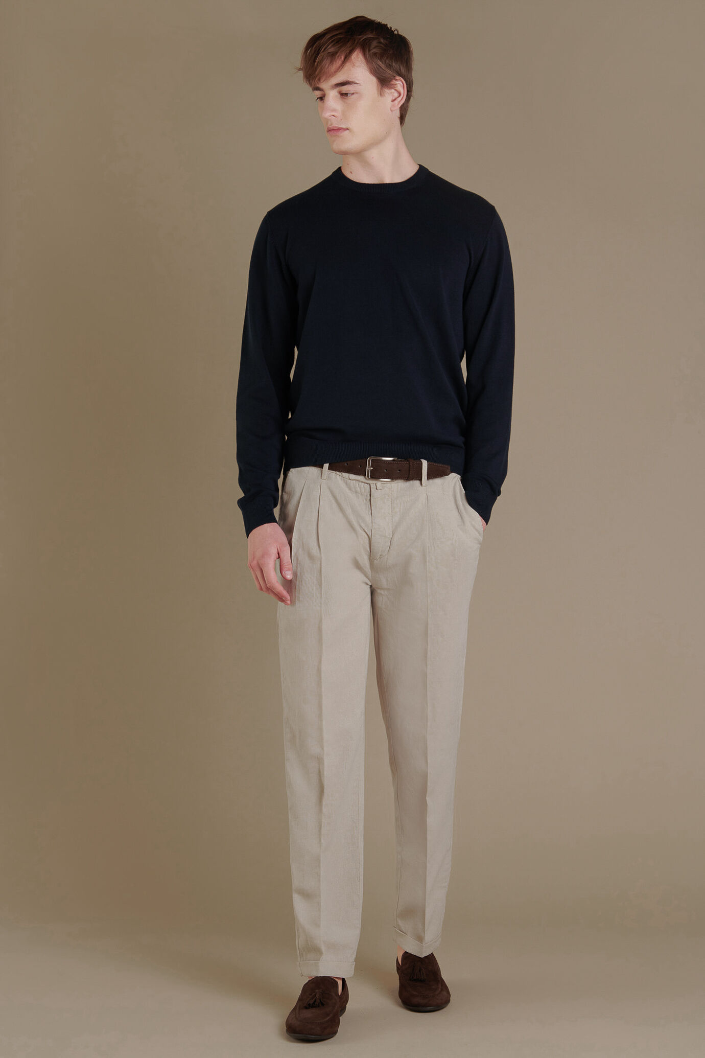 Pantalone Uomo Classico Eleganti Comodo Estivi Pantalone Lungo Larghi Chino Casual Leggero Pantalone Tuta Con Tasche Gamba Dritta Lavoro Pantaloni Baggy Traspiranti Cotone Elastici In Vita Pants Uomo - 4