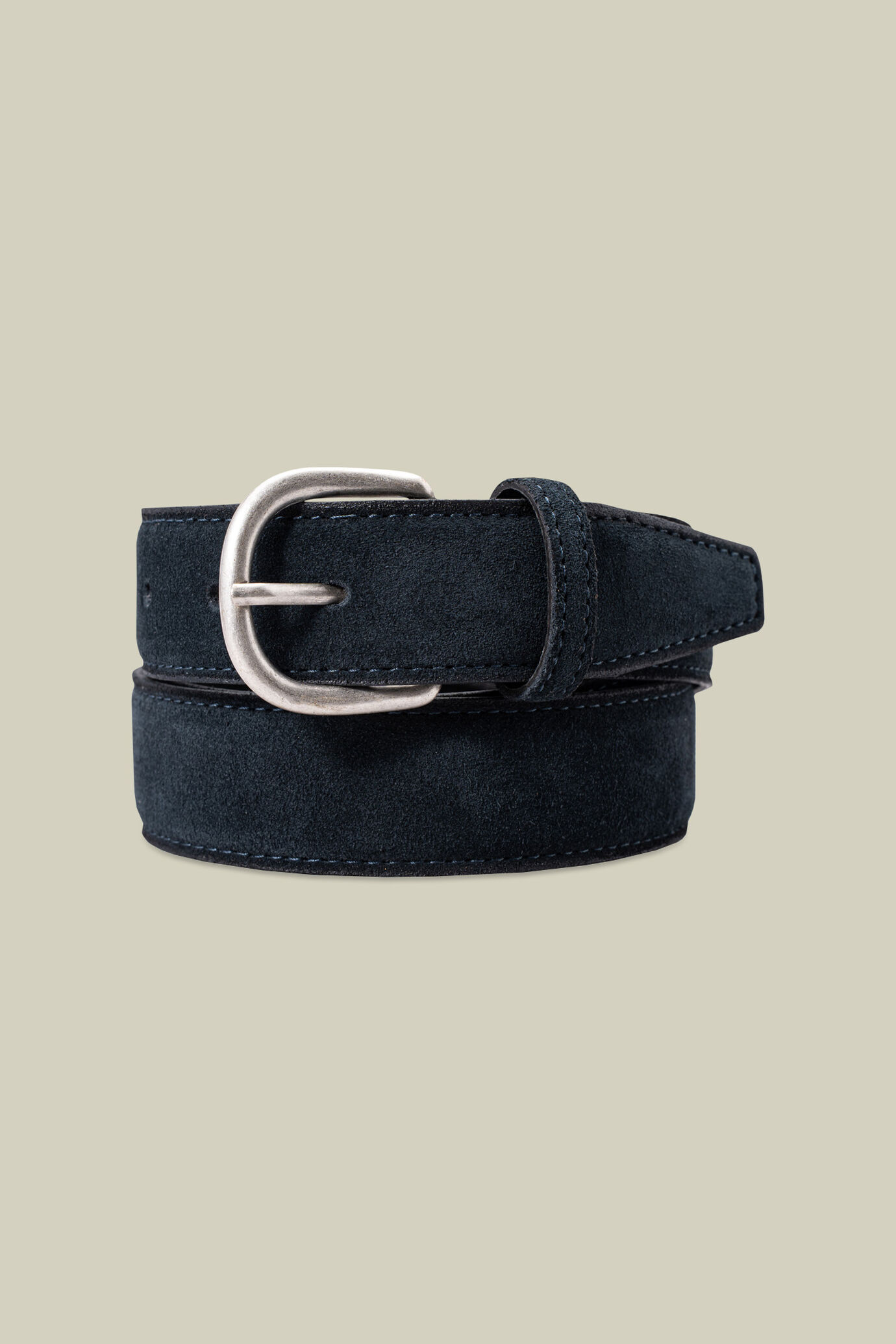 Classic men's belt in 100% suede leather with stitching image number 1