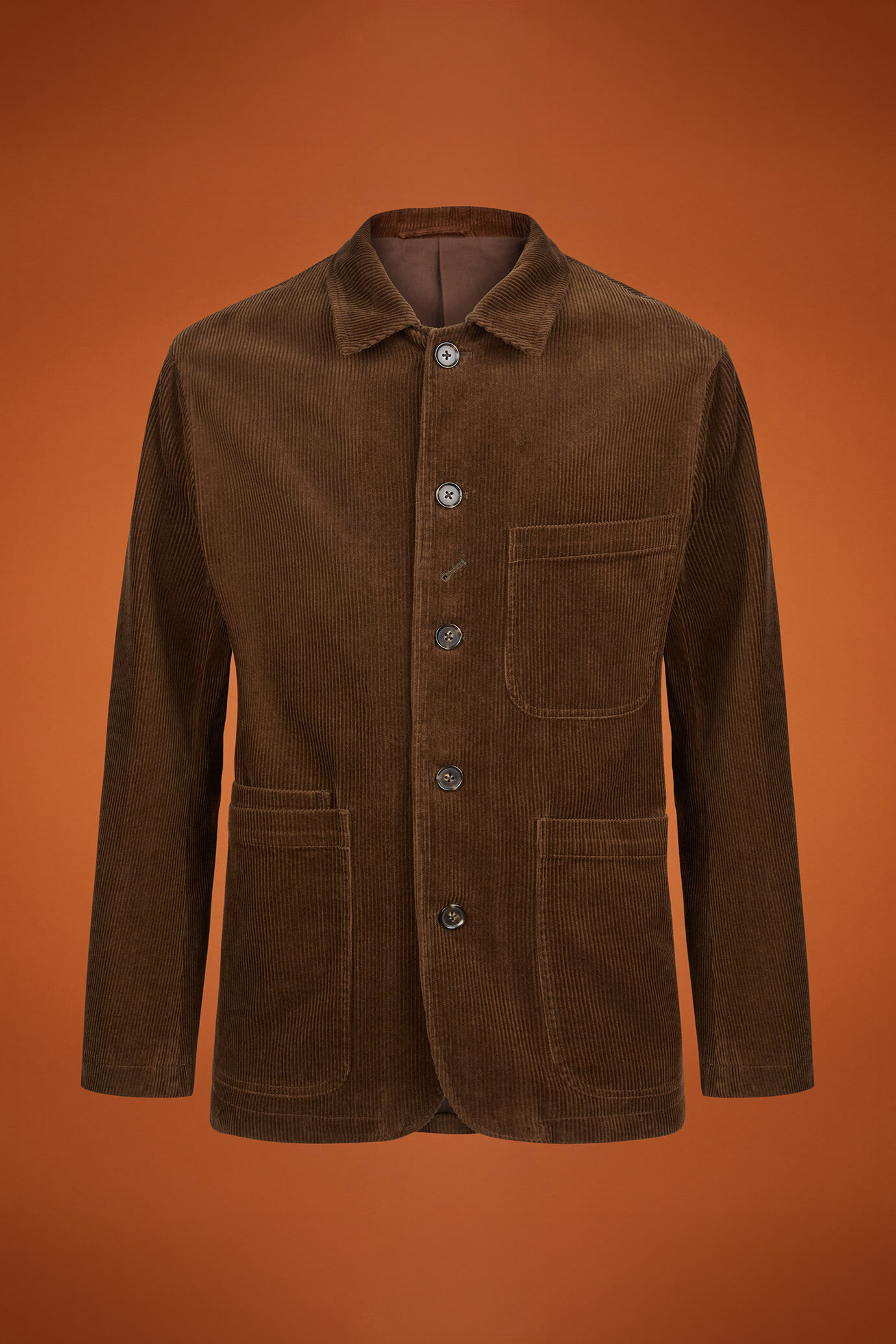 Men's regular fit jacket in 100% cotton velvet with three pockets