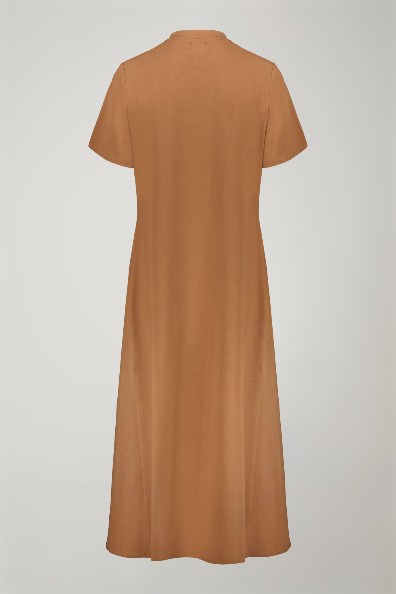 Midikleid mit Rundhalsausschnitt und kurzen Ärmeln aus Stretch-Baumwolljersey in normaler Passform image number 5