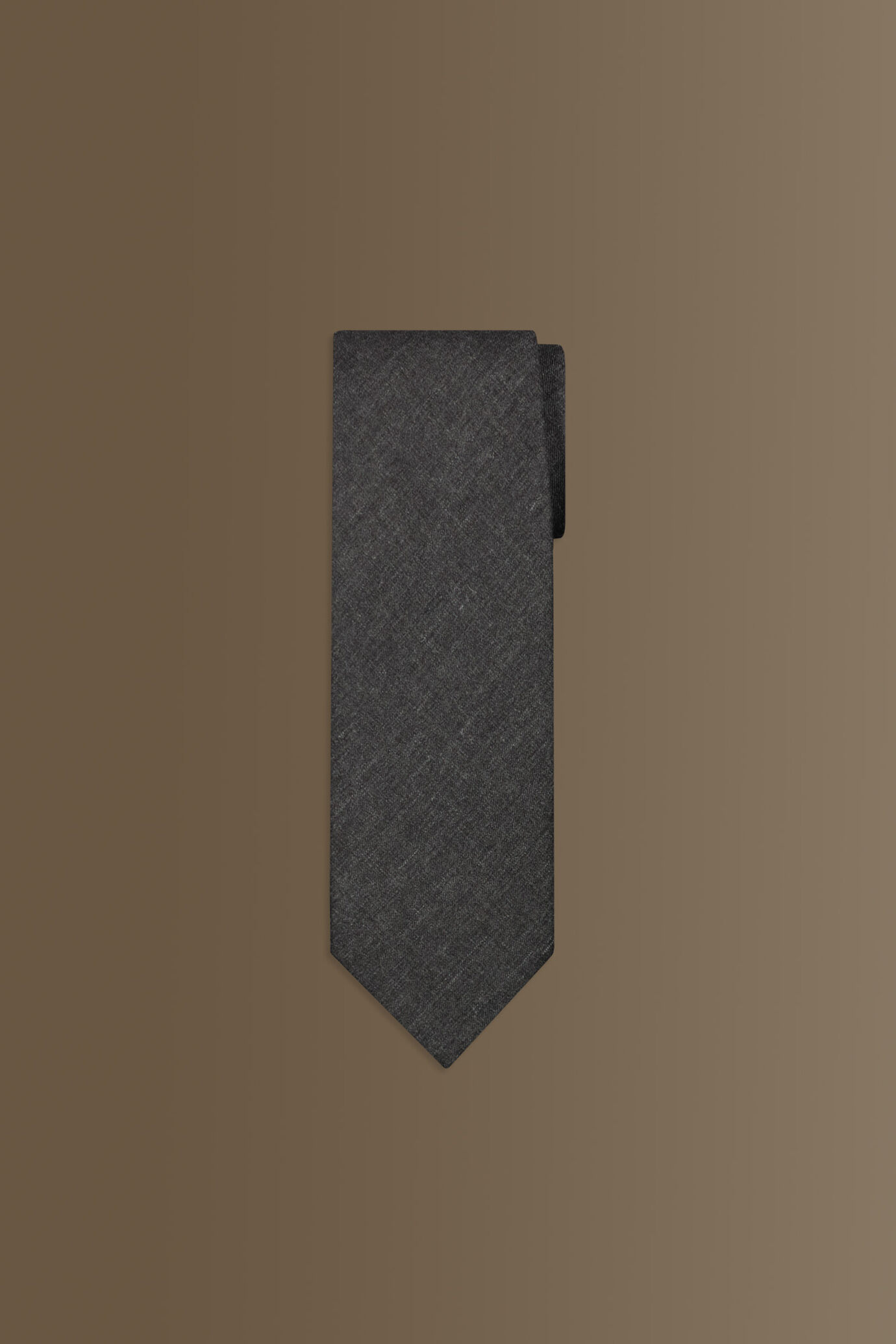 Cravatta uomo con tessuto effetto lana tinta unita image number 0