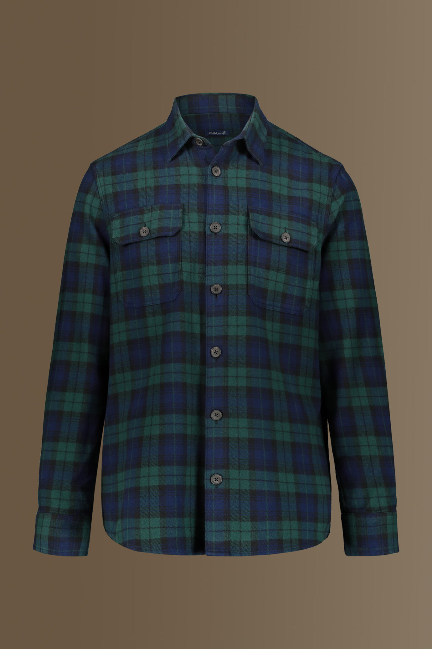Overshirt uomo bicolore 100% cotone tessuto blackwatch image number 5