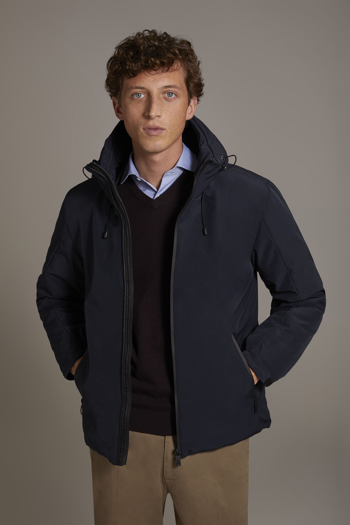 Tech jacket with hood poly tech stretch image number 1