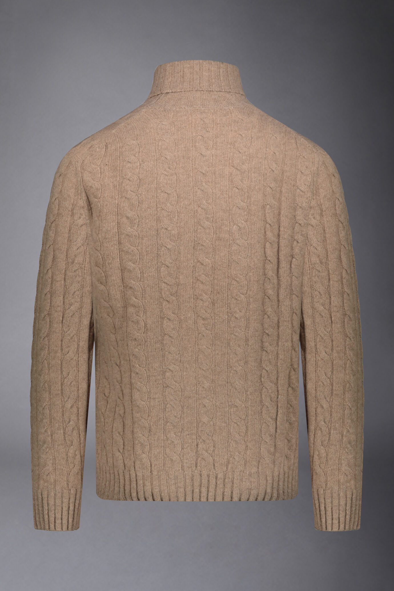 Maglia uomo a trecce collo alto in misto lana lambswool regular fit image number 5