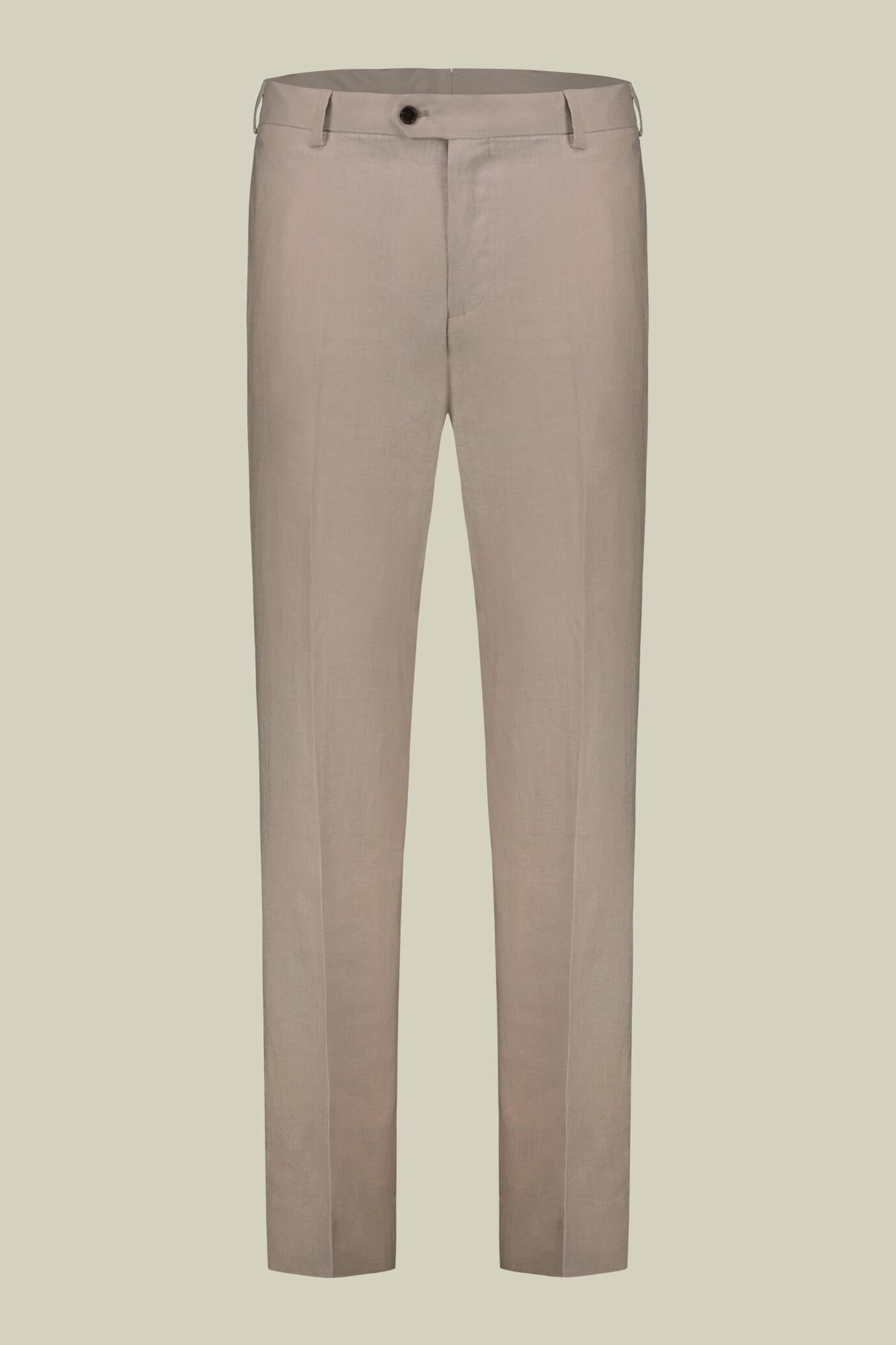 Single-breasted men's suit with flat front trousers, in 100% linen with a washed effect image number 6