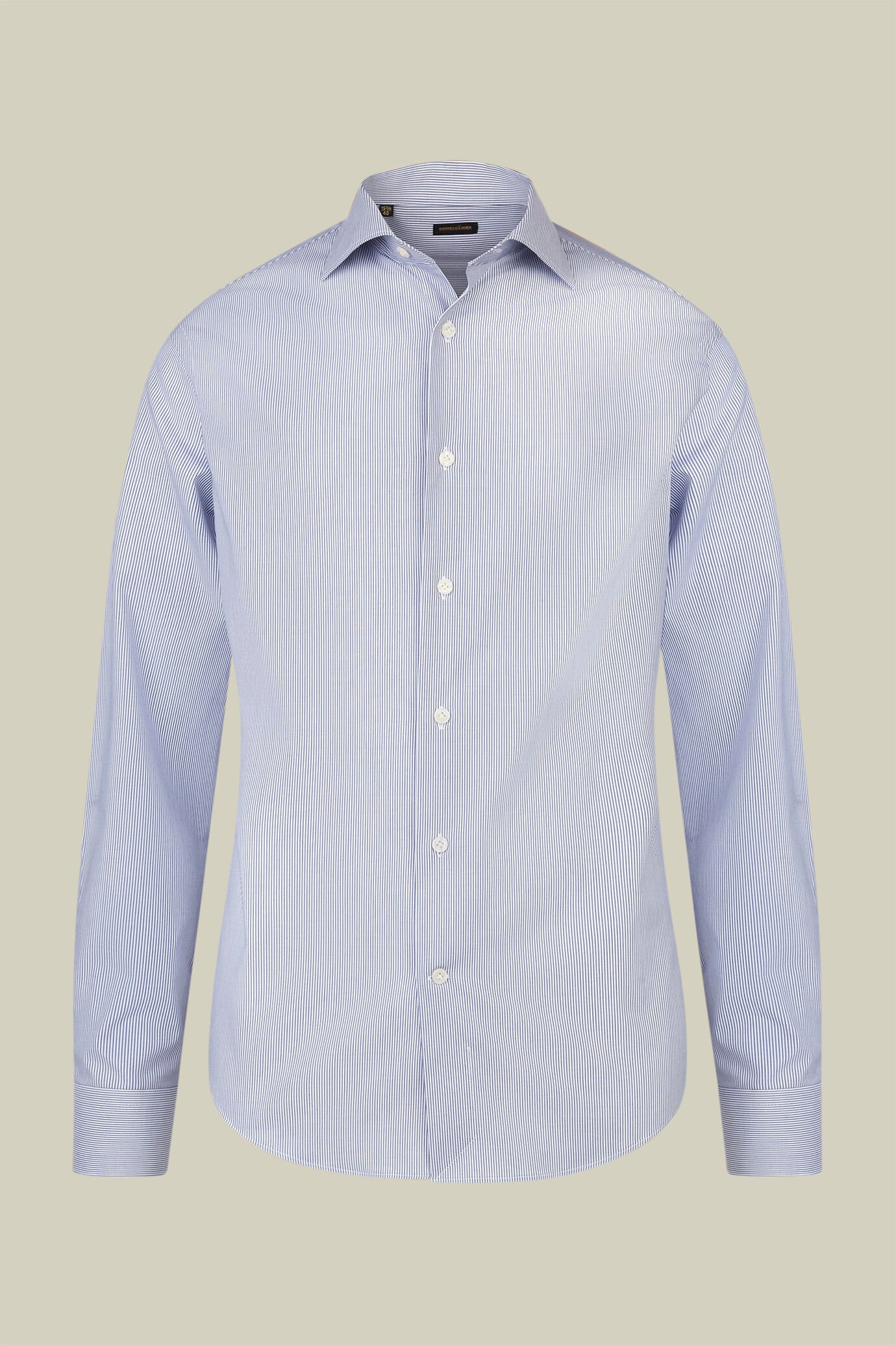 Chemise classique pour homme à col classique et tissu teinté dans la masse à rayures, coupe classique