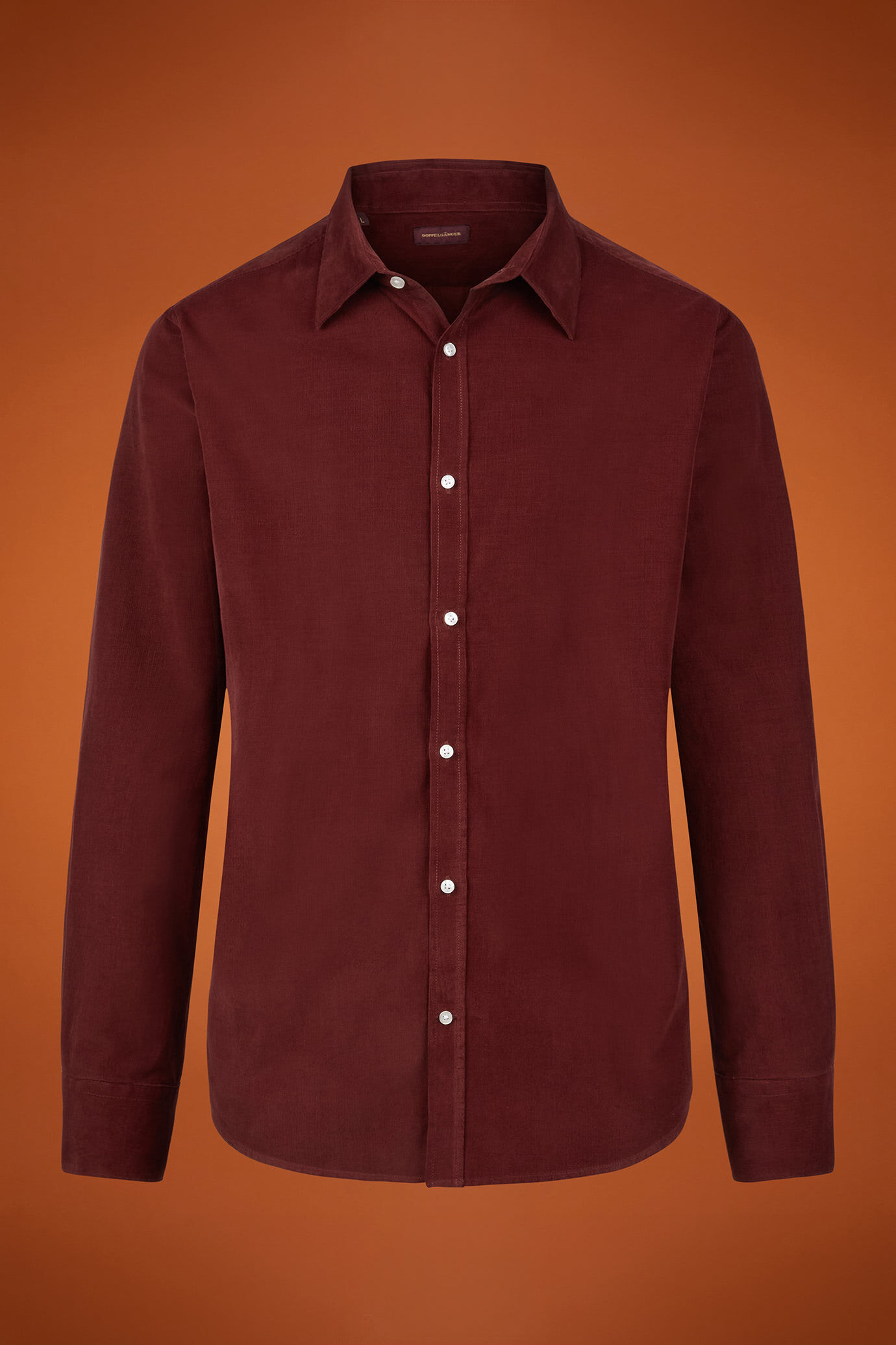 Camicia casual uomo collo classico 100% cotone tessuto velluto 1000 righe tinta unita comfort fit image number 4