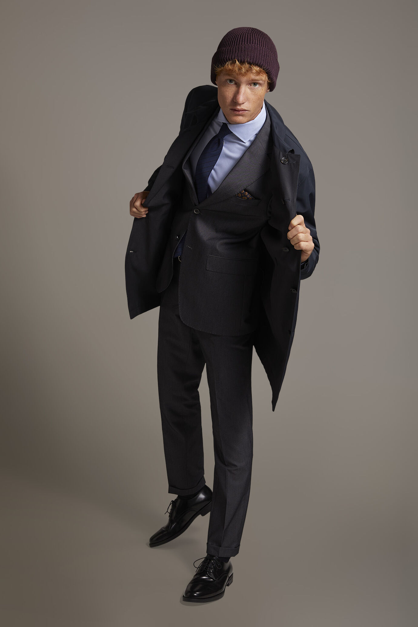 Double face wool blend raincoat in technical fabric image number 0