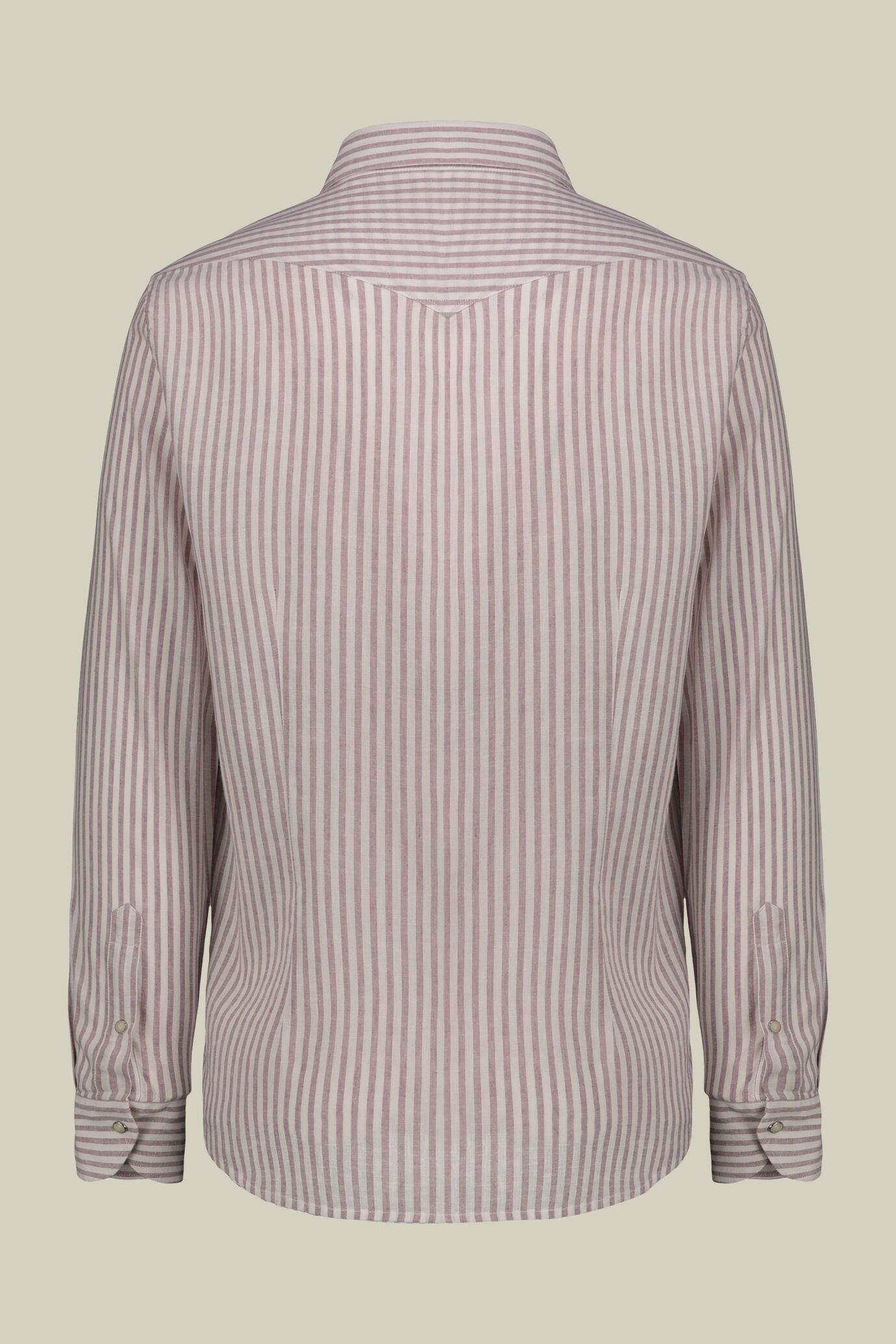Chemise homme décontractée à col français en lin et coton lavé et rayé image number 5