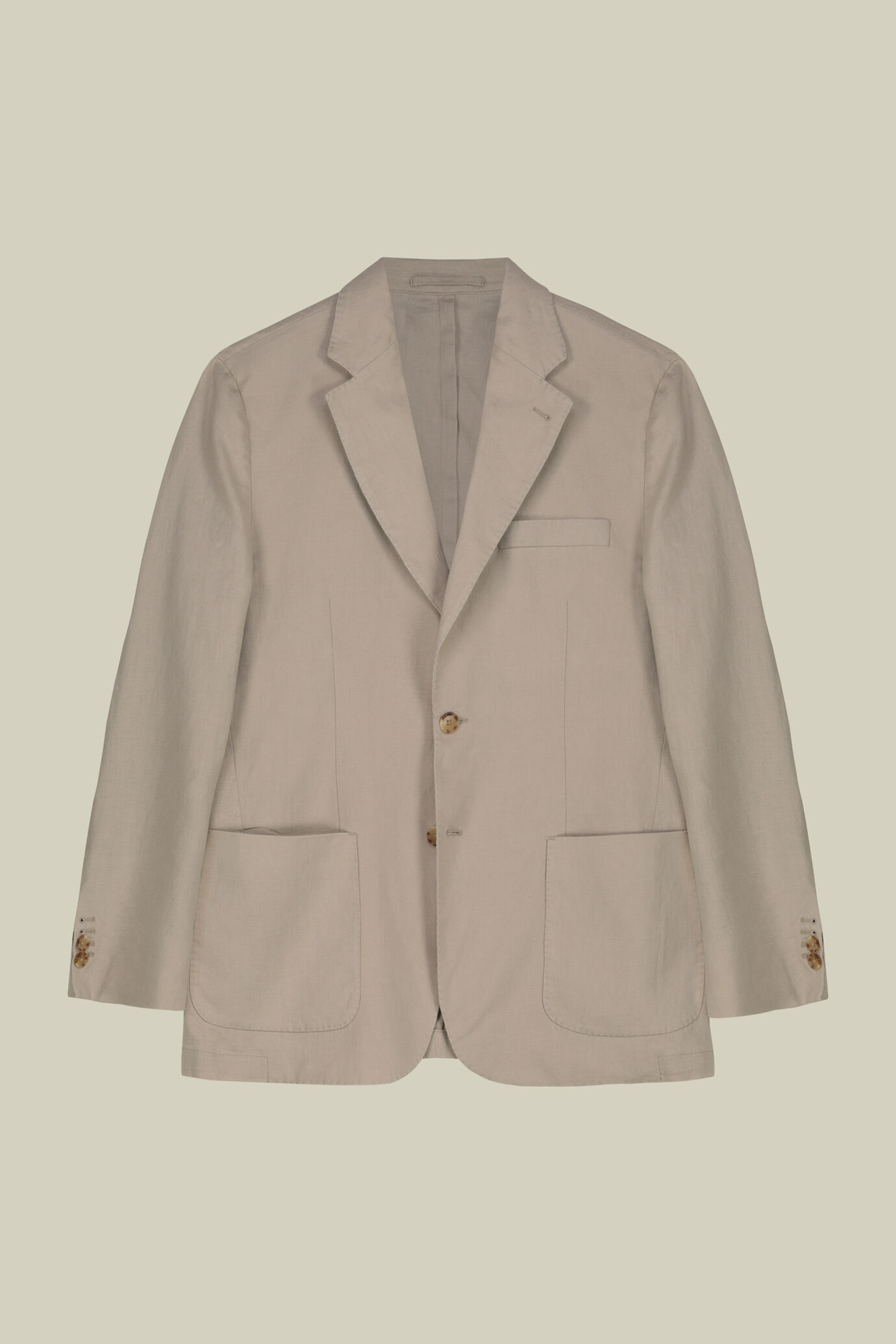 Giacca uomo sfoderata monopetto con rever classico e tasche a toppa 100% lino