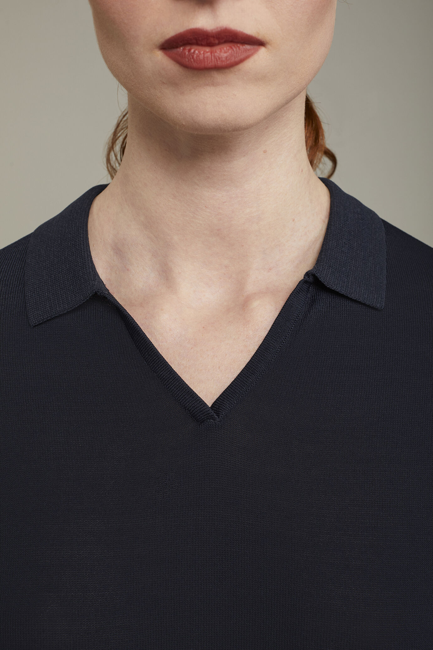 Langärmeliges Damen-Poloshirt aus Strick image number 3