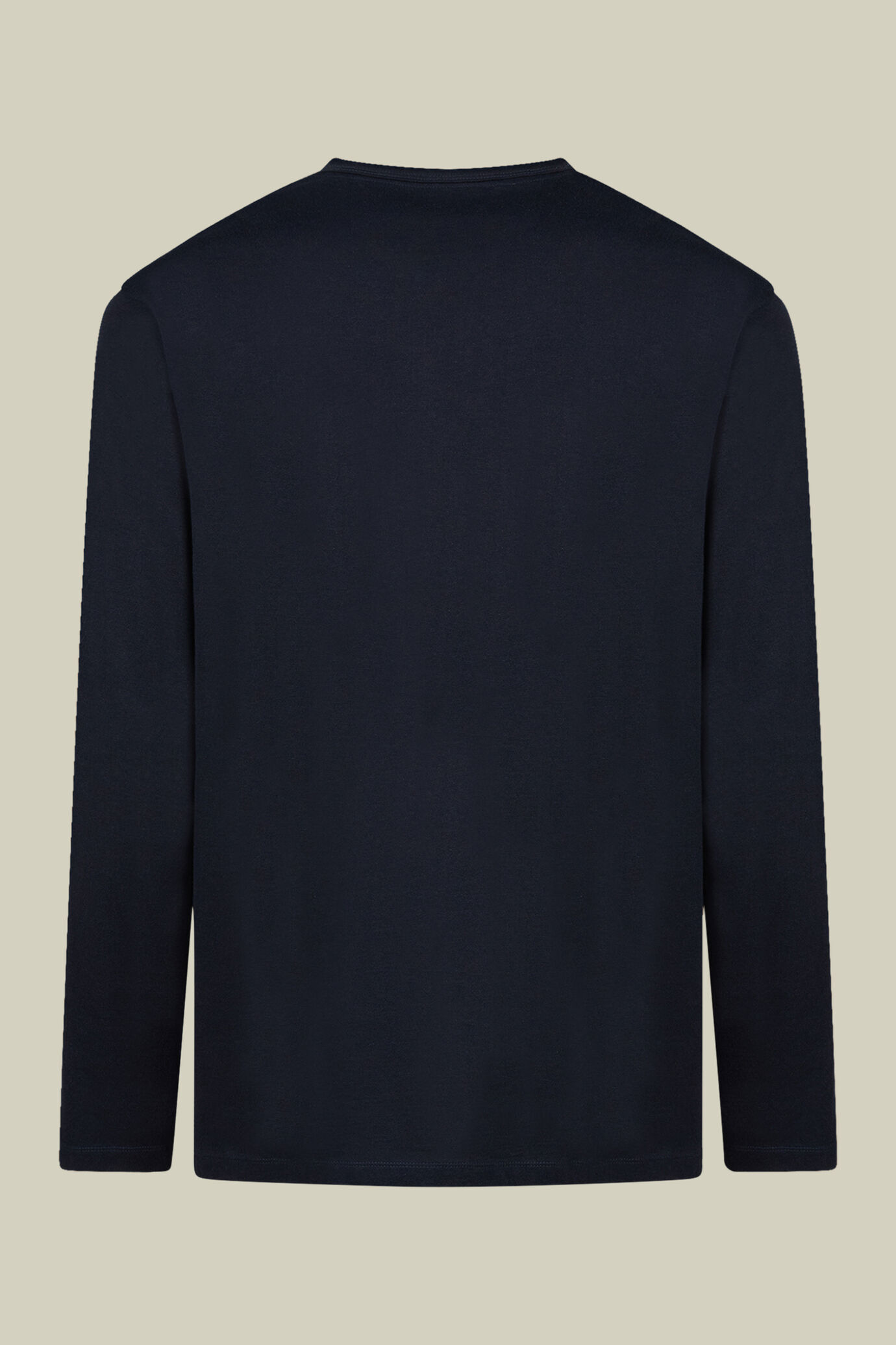 T-shirt homme à col V et manches longues, 100% coton effet flammé, coupe classique