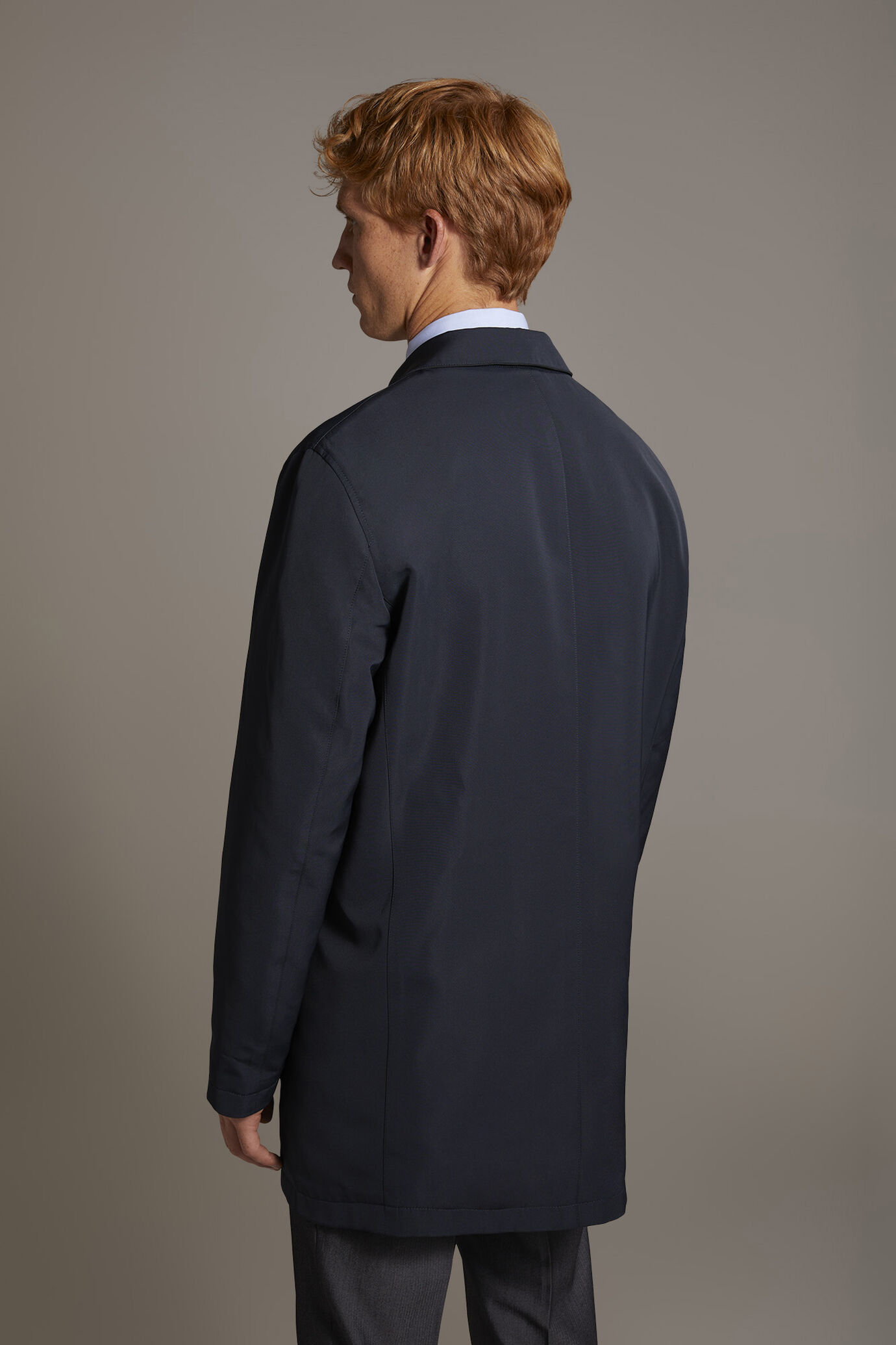 Double face wool blend raincoat in technical fabric image number 3