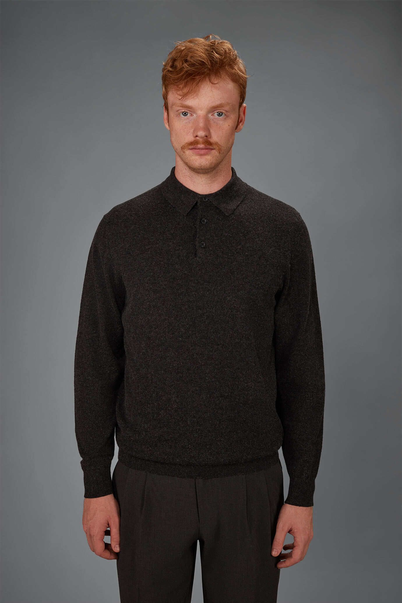 Polo uomo in maglia misto lana e cotone regular fit image number 1