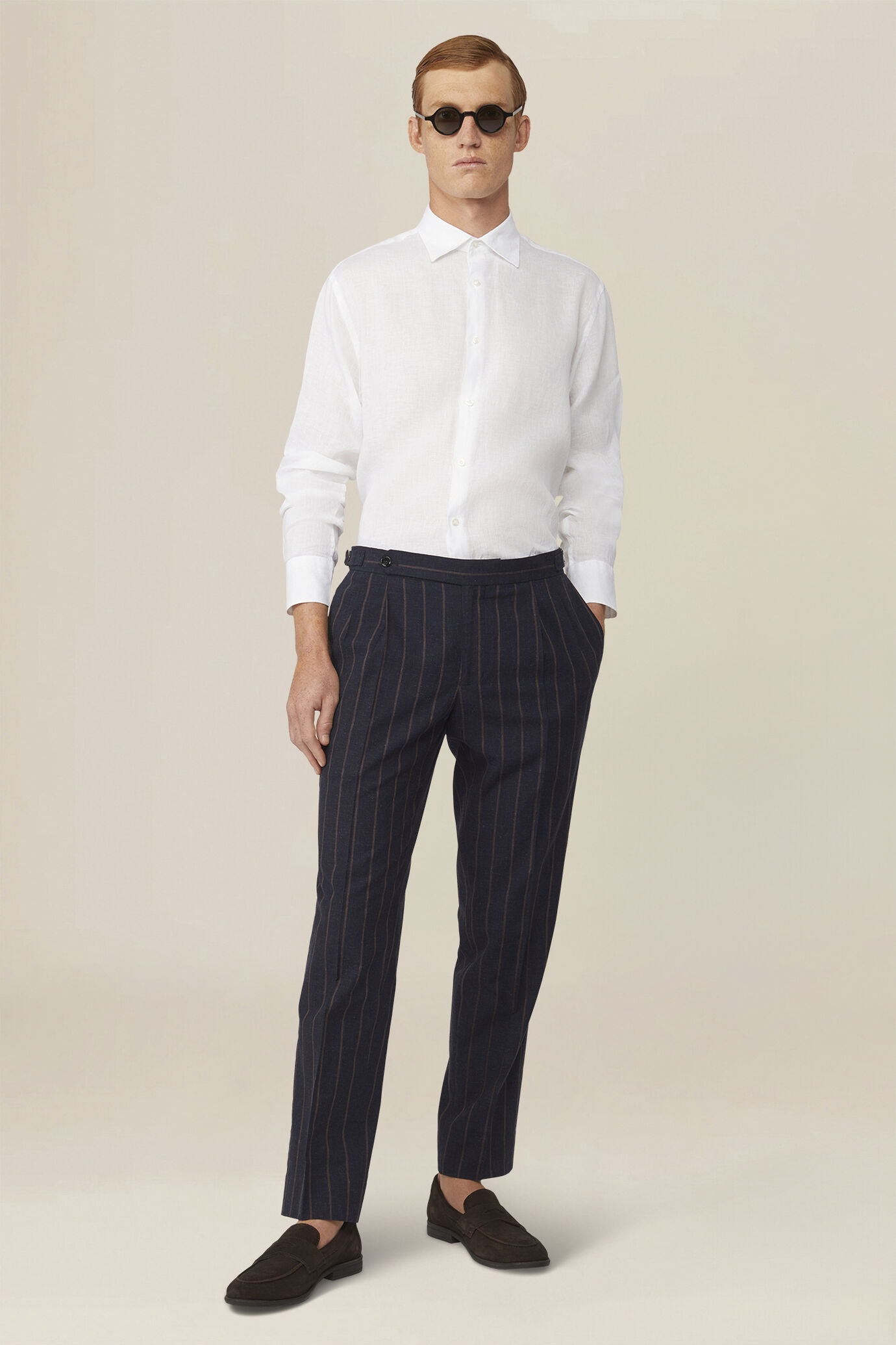 Men's casual shirt with classic collar, 100% linen